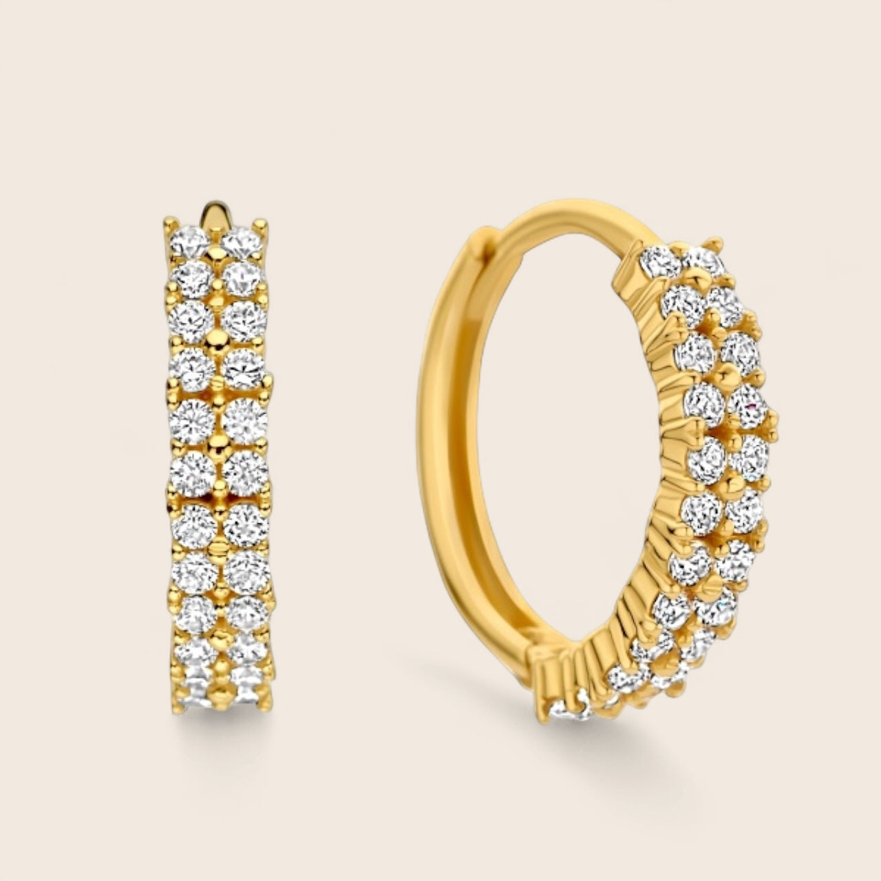 585 gold hoop earrings 13/2.7mm with 48 zirconia - radiant earrings