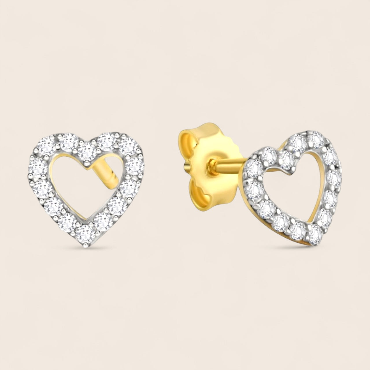 333 gold heart earrings with 28 zirconia - heart-shaped earrings