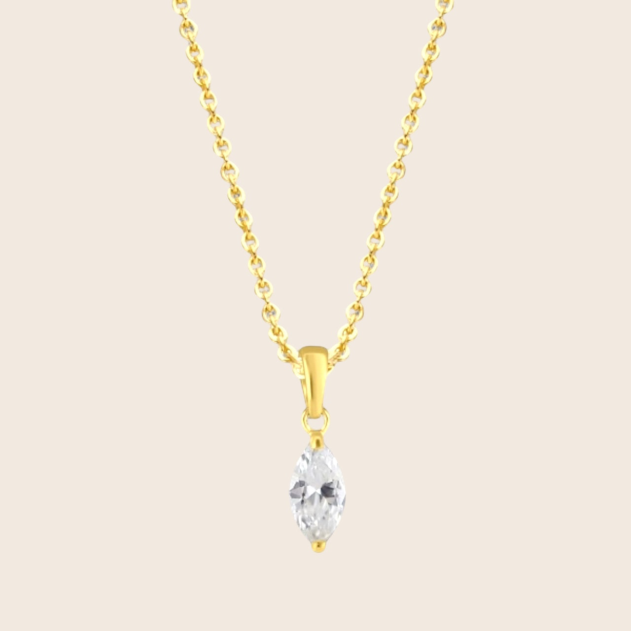 585 gold necklace with zirconia - Marquise design necklace for women