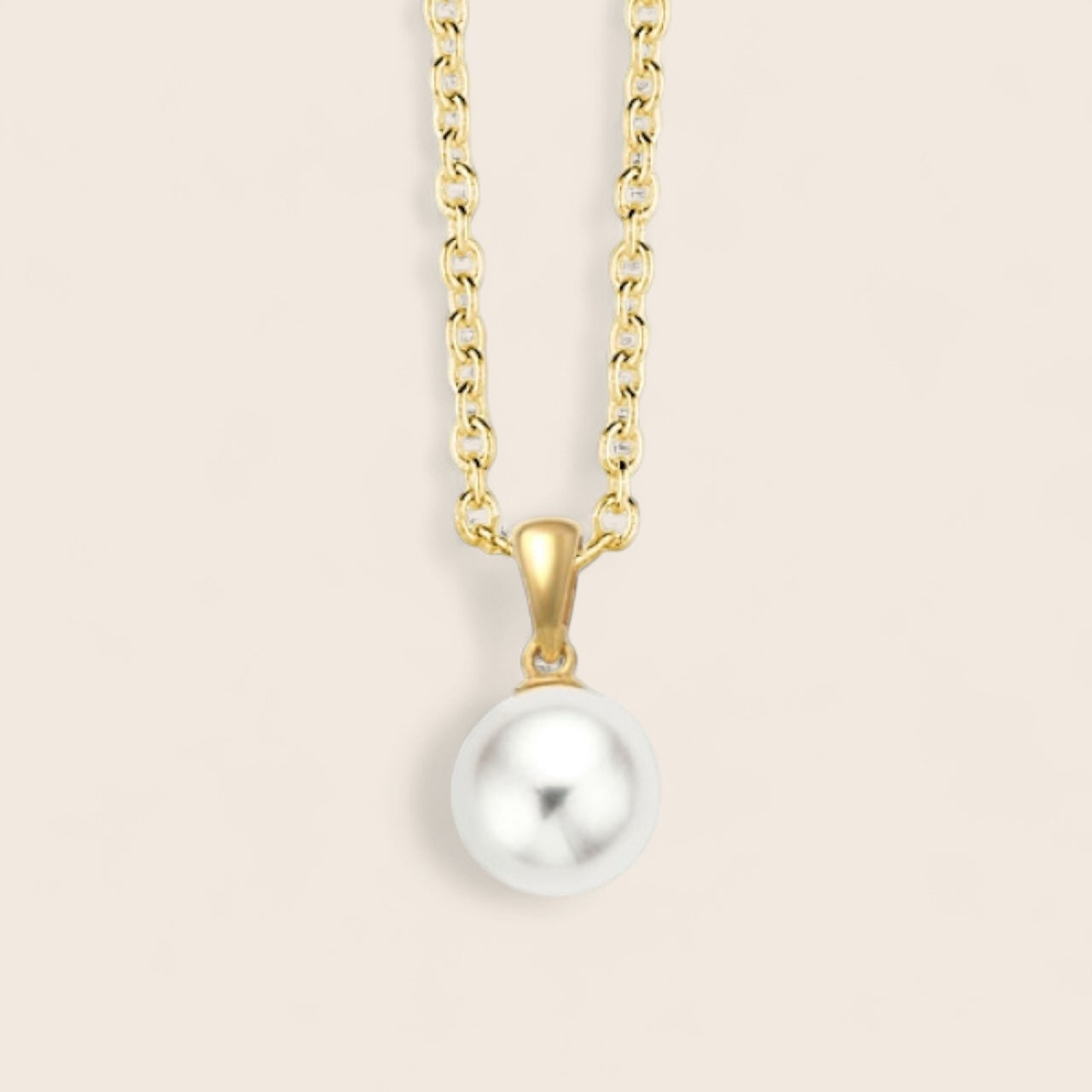 585 gold necklace with freshwater cultured pearl - elegant necklace