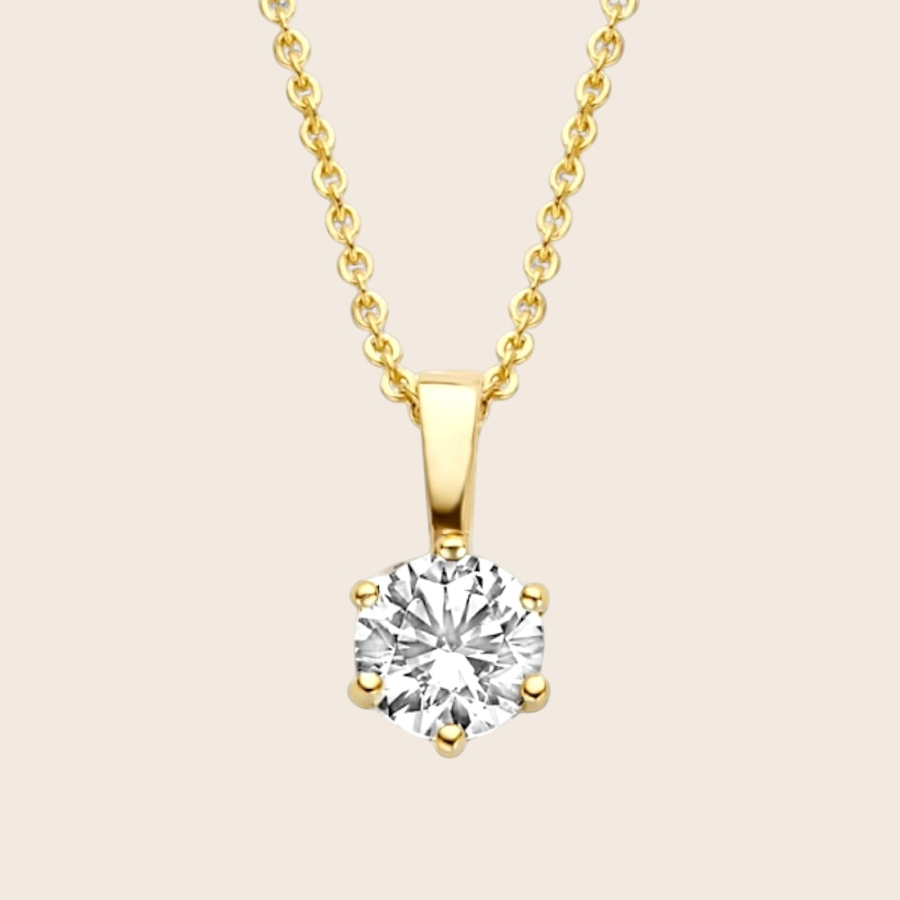 585 gold necklace with 4mm zirconia pendant - classic necklace
