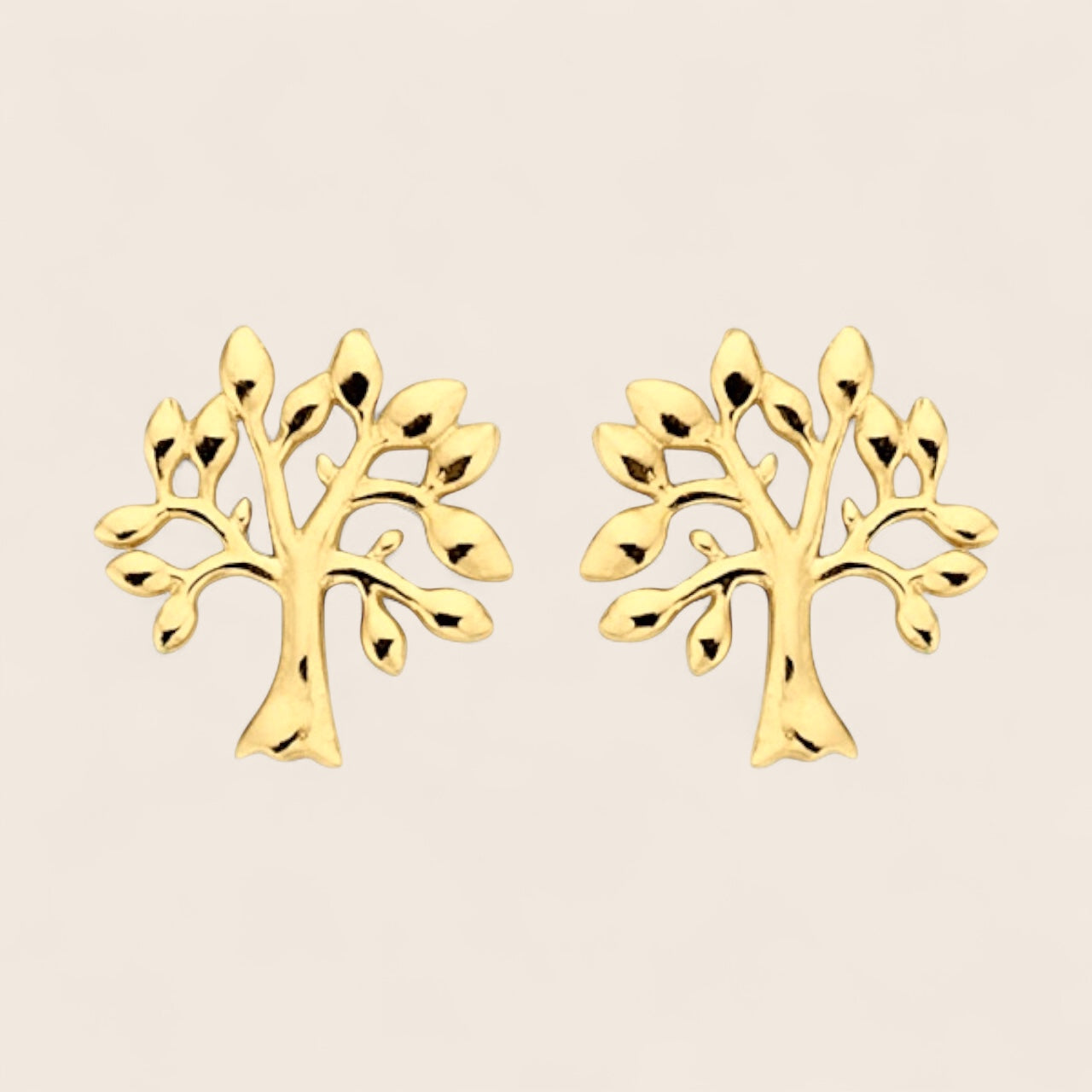 585 Gold Tree of Life Stud Earrings - simple tree earrings