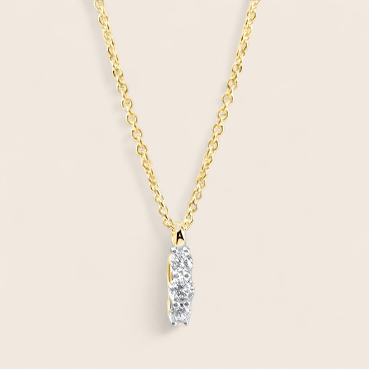 333 gold necklace with 3 zirconia pendants - drop design necklace