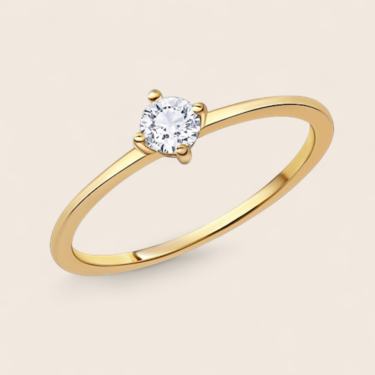 14k gold minimalist engagement ring with 0.20 ct. lab-grown diamond - women's ring