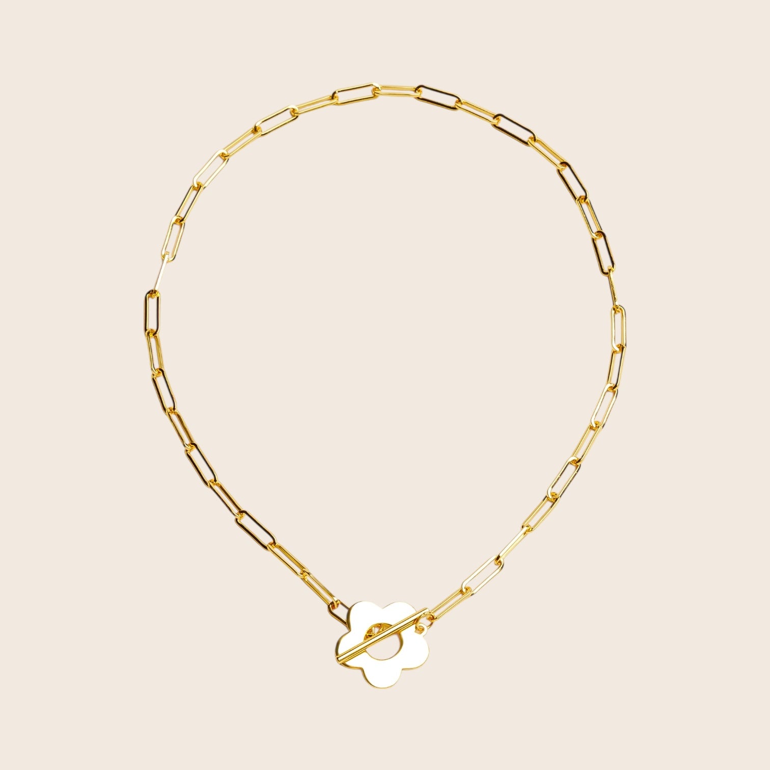 Daisy chain necklace made of 925 silver 18K gold plated