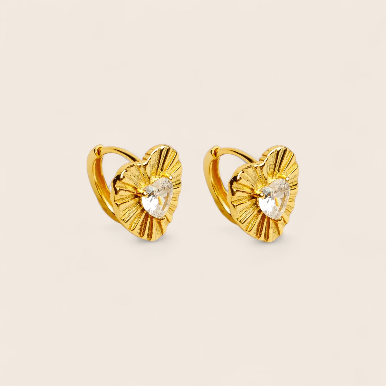 Tulip heart-shaped zirconia hoop earrings made of 925 silver gold-plated