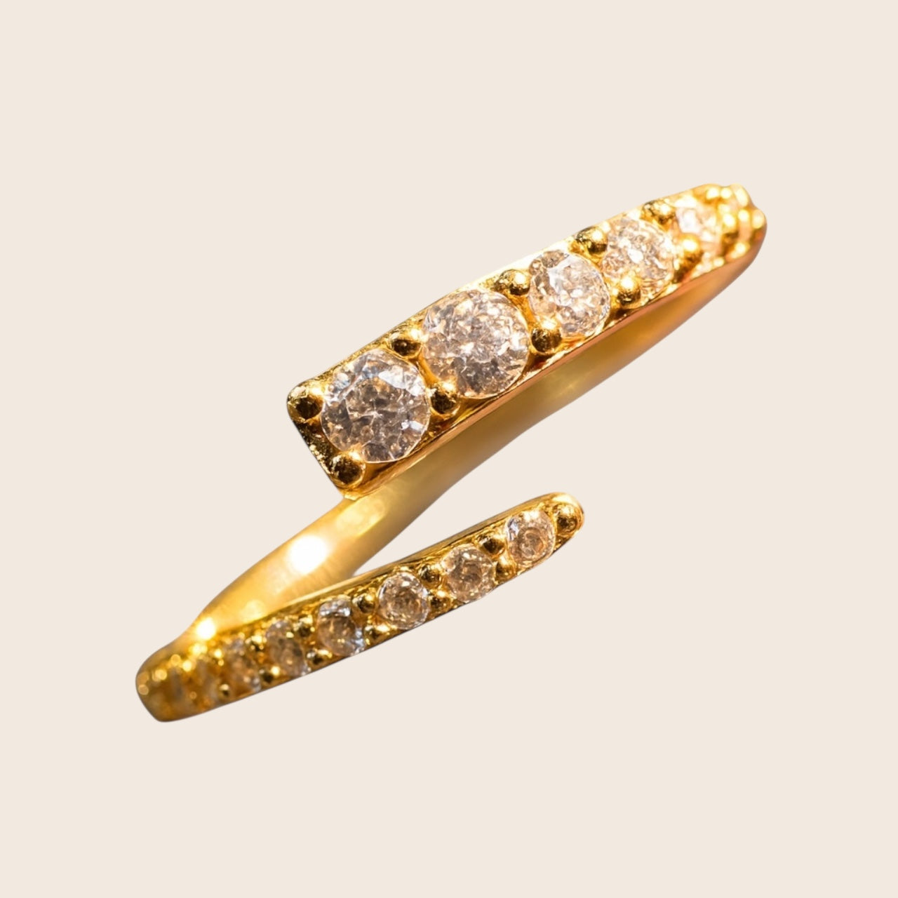 Ring hug with zirconia diamond inlay 925 silver 18K gold plated
