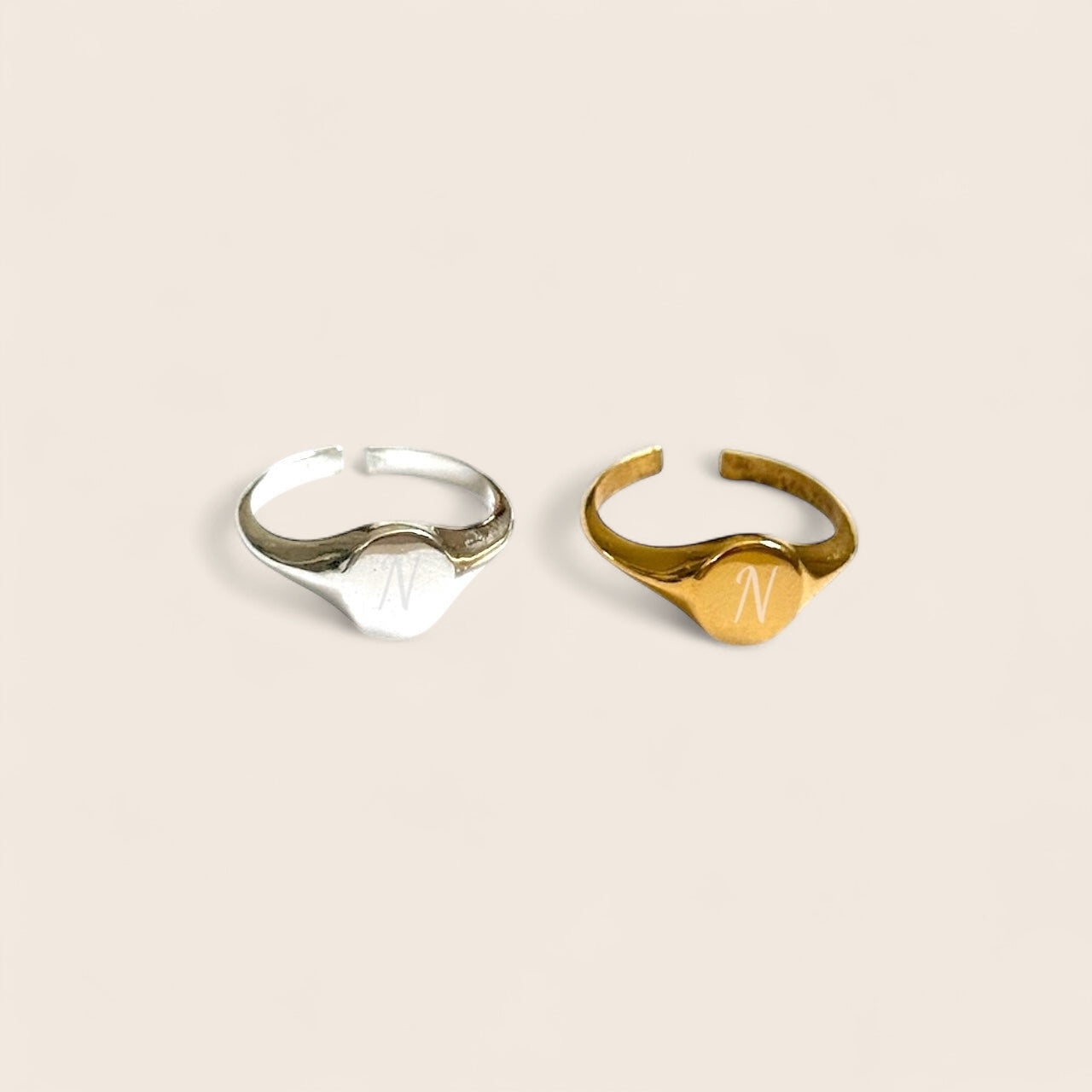 Personalized signet ring with engraving – 925 silver and 18K gold-plated silver – initials, symbols and more