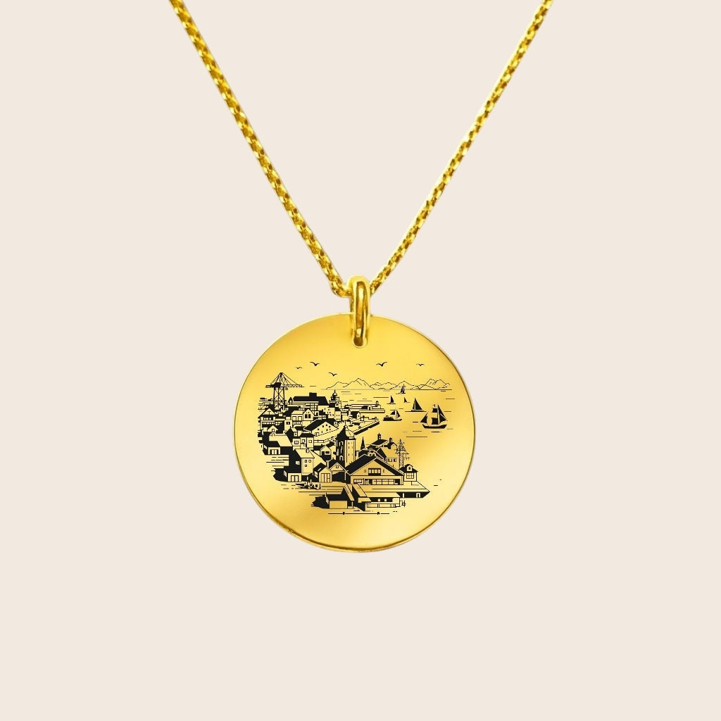 Homeland Jewelry – Porto City &amp; Bridges Pendant – A symbol of solidarity with Portugal – 925 Silver &amp; 18K Gold Plated