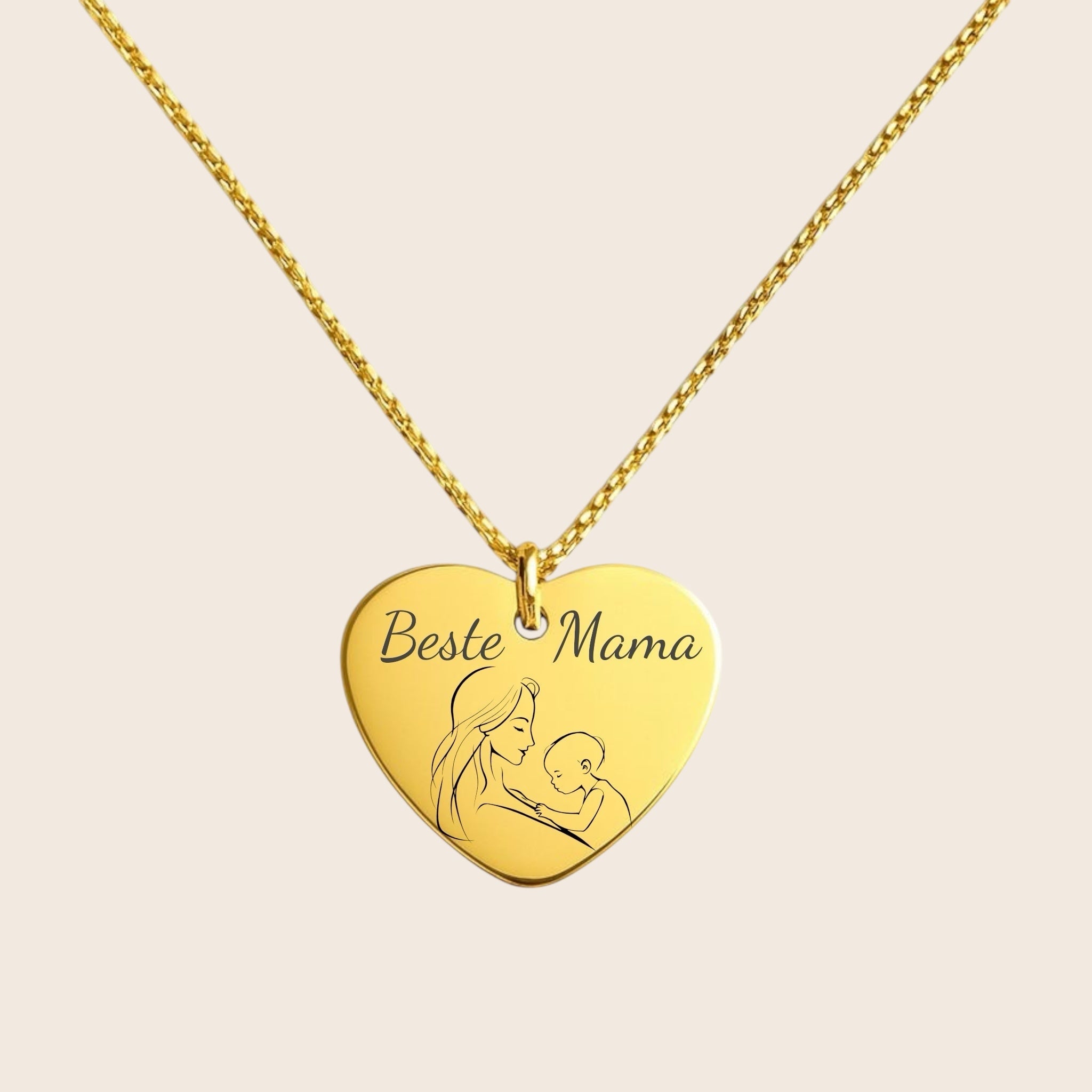 Personalized “Best Mom” engraved heart-shaped necklace – 925 silver 18K gold-plated