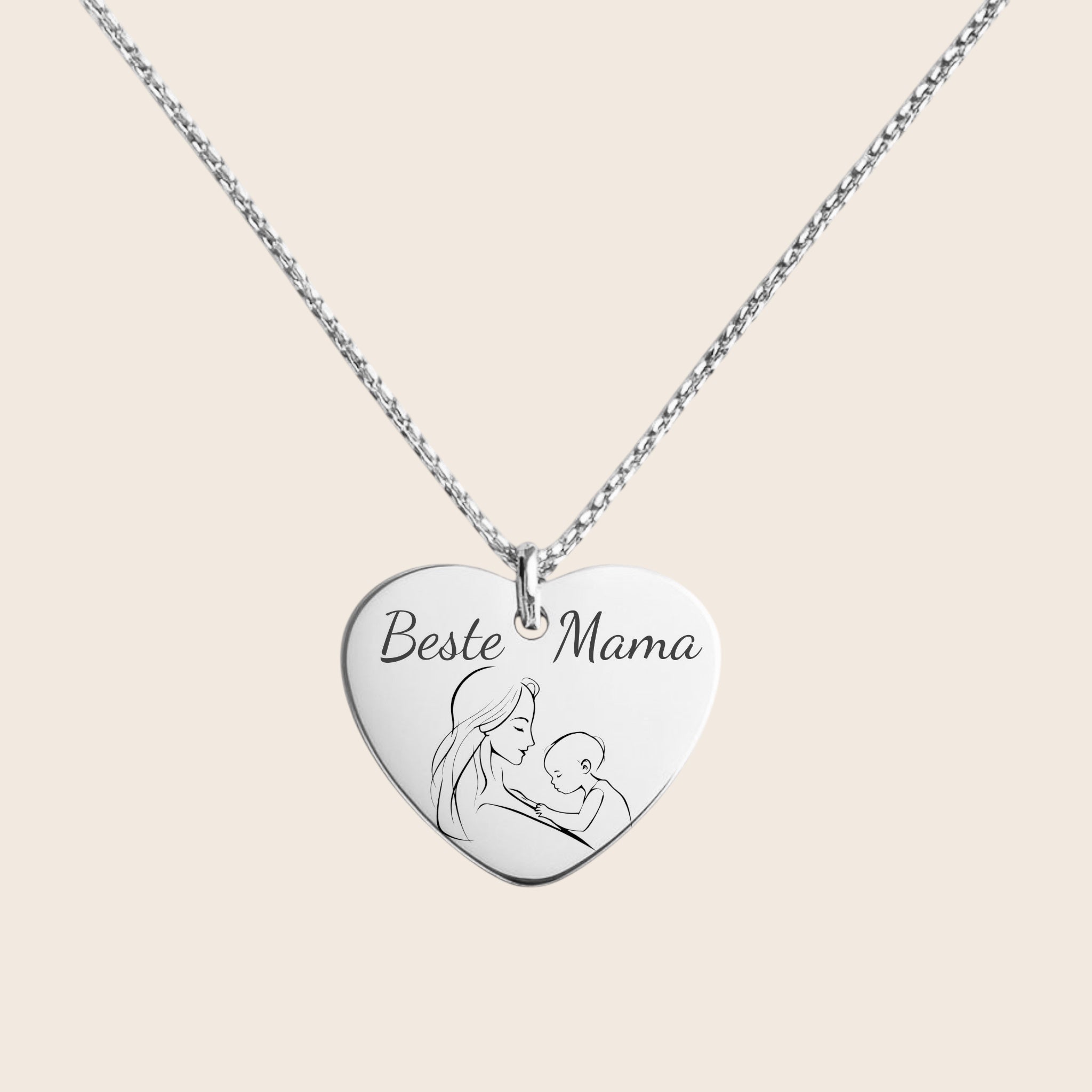 Personalized “Best Mom” engraved heart-shaped necklace – 925 silver 18K gold-plated