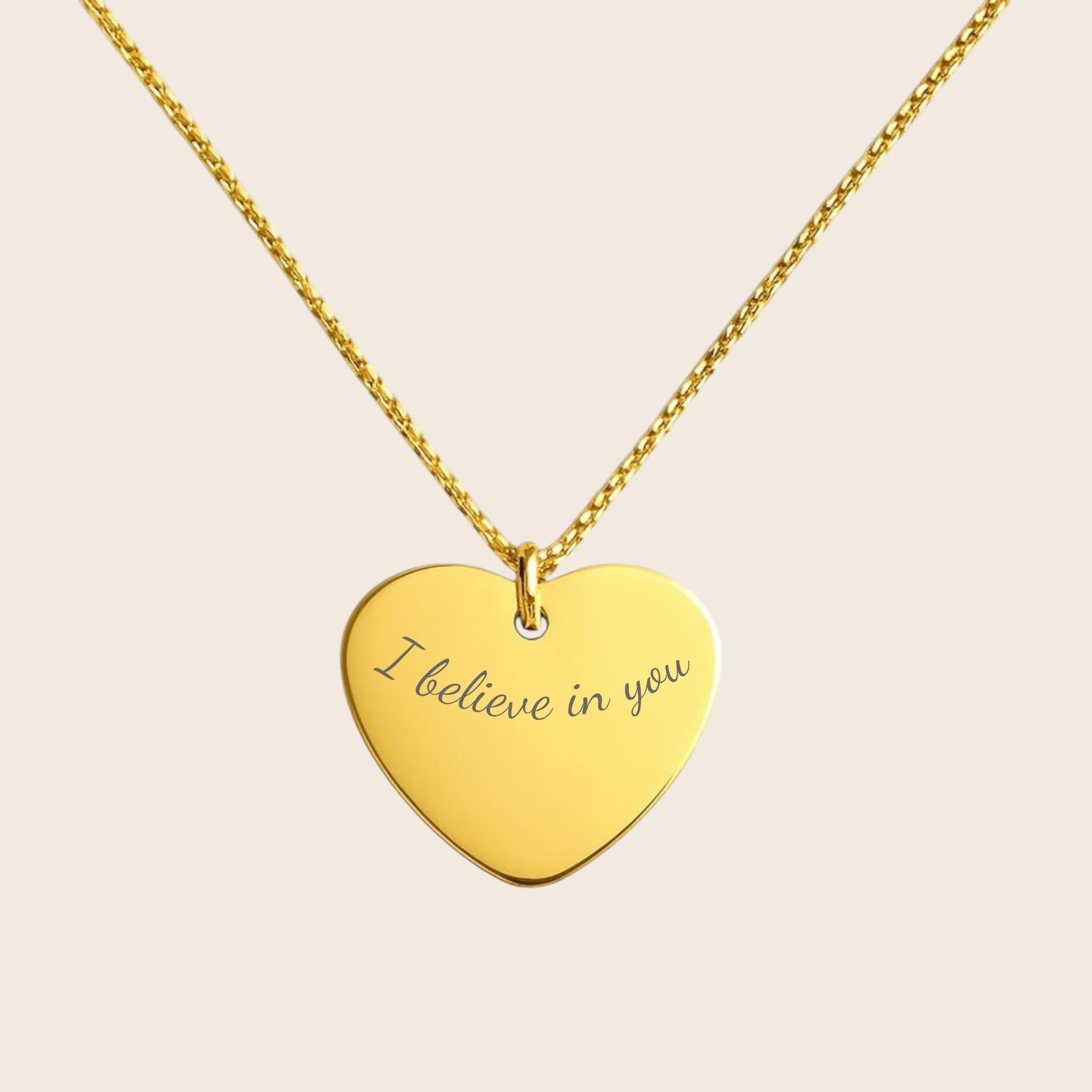 Personalized “I believe in you” engraved heart-shaped necklace – 925 silver 18K gold-plated