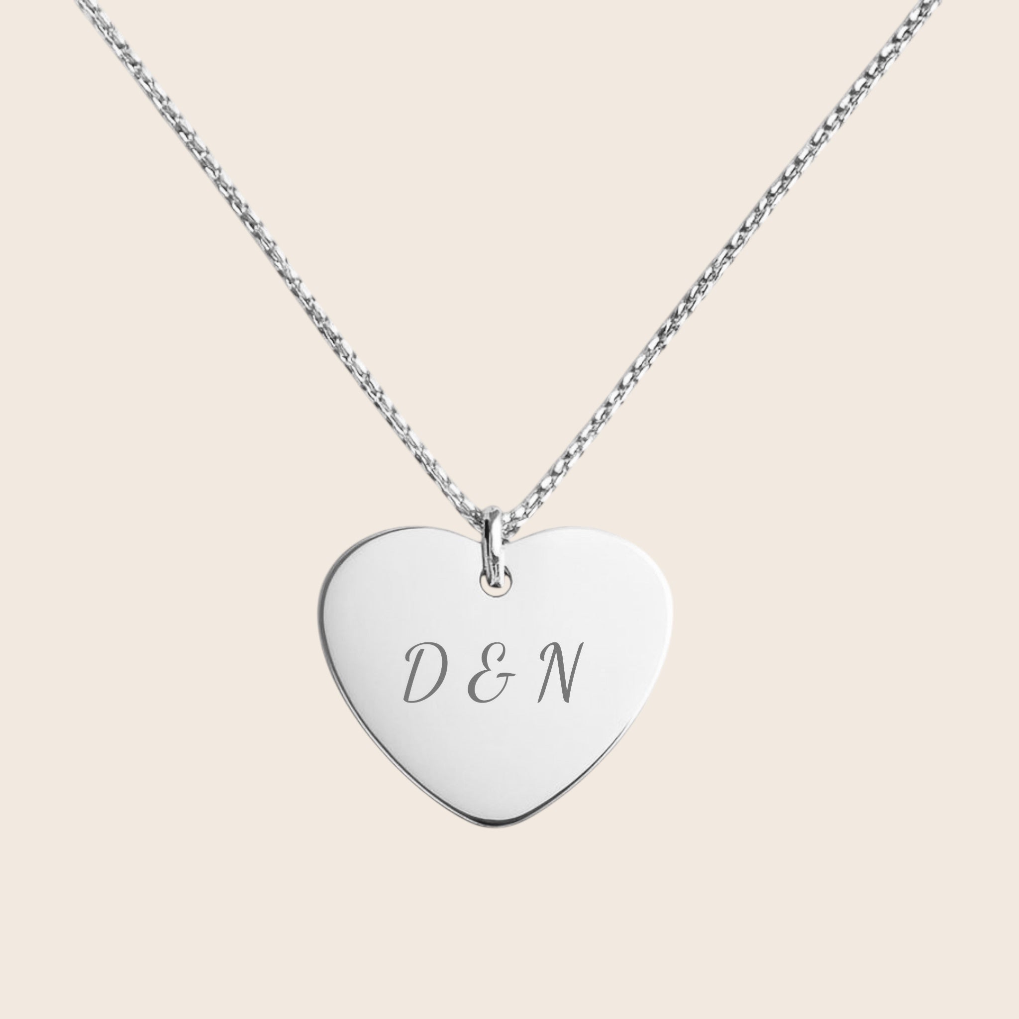 Personalized Letter Engraved Heart-Shaped Necklace – 925 Silver 18K Gold Plated