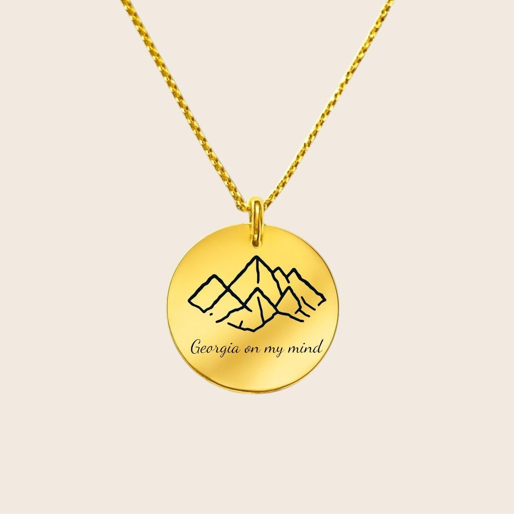 Homeland Jewelry - Georgia on my mind necklace - Homeland Jewelry 925 silver 18K gold plated gift for Georgians with mountain motif