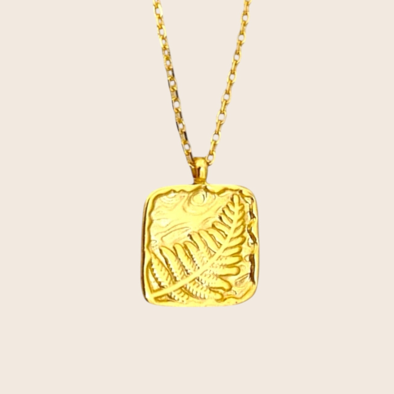 Greek palm square pendant necklace made of 925 silver 18K gold plated