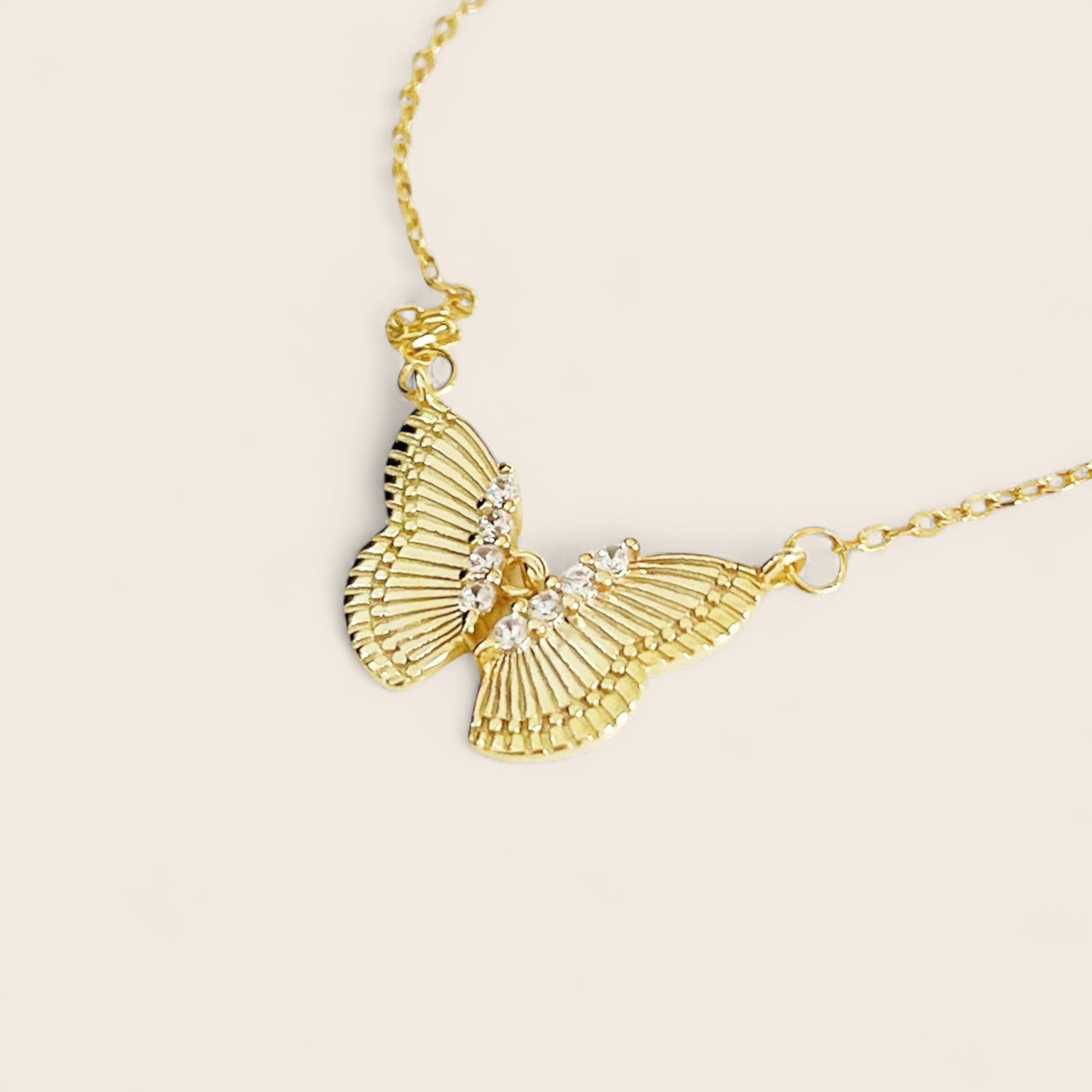 Aurora Butterfly – sparkling necklace made of 925 silver 18K gold-plated