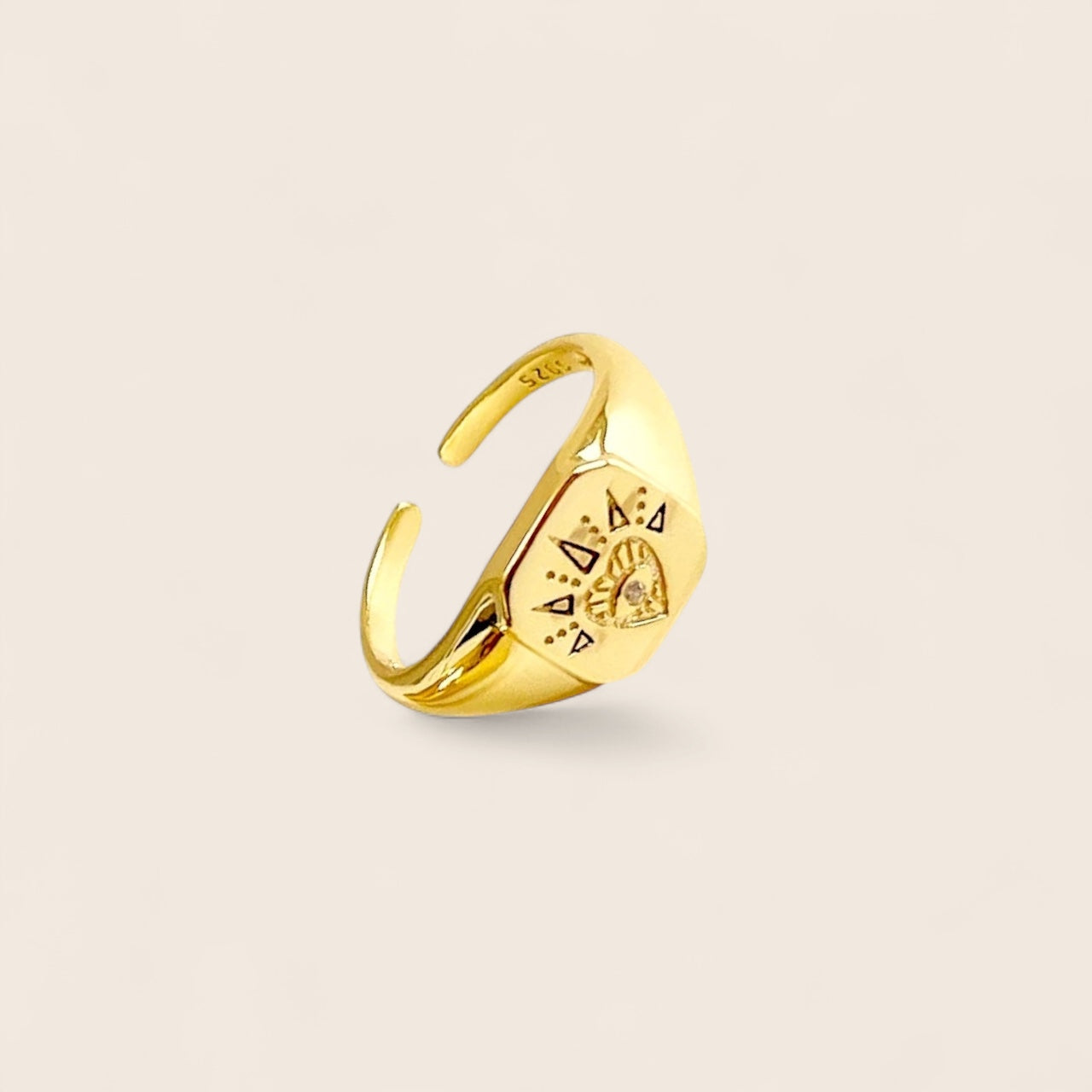 Chakra Third Eye adjustable ring made of 925 silver gold-plated