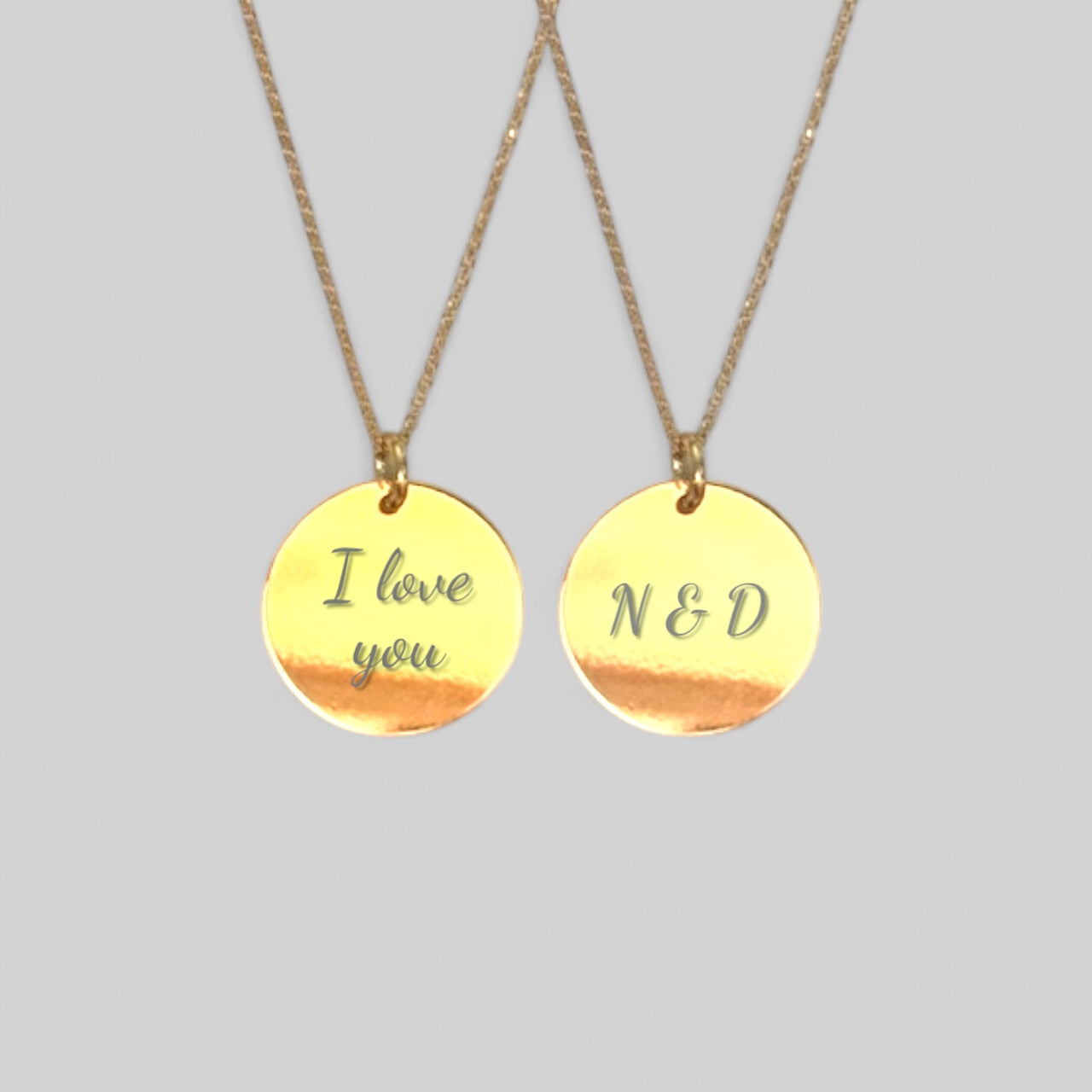 Personalisierte doppelseitige Halskette – Gravierte „I love you“ aus 925 Silber 18K vergoldet