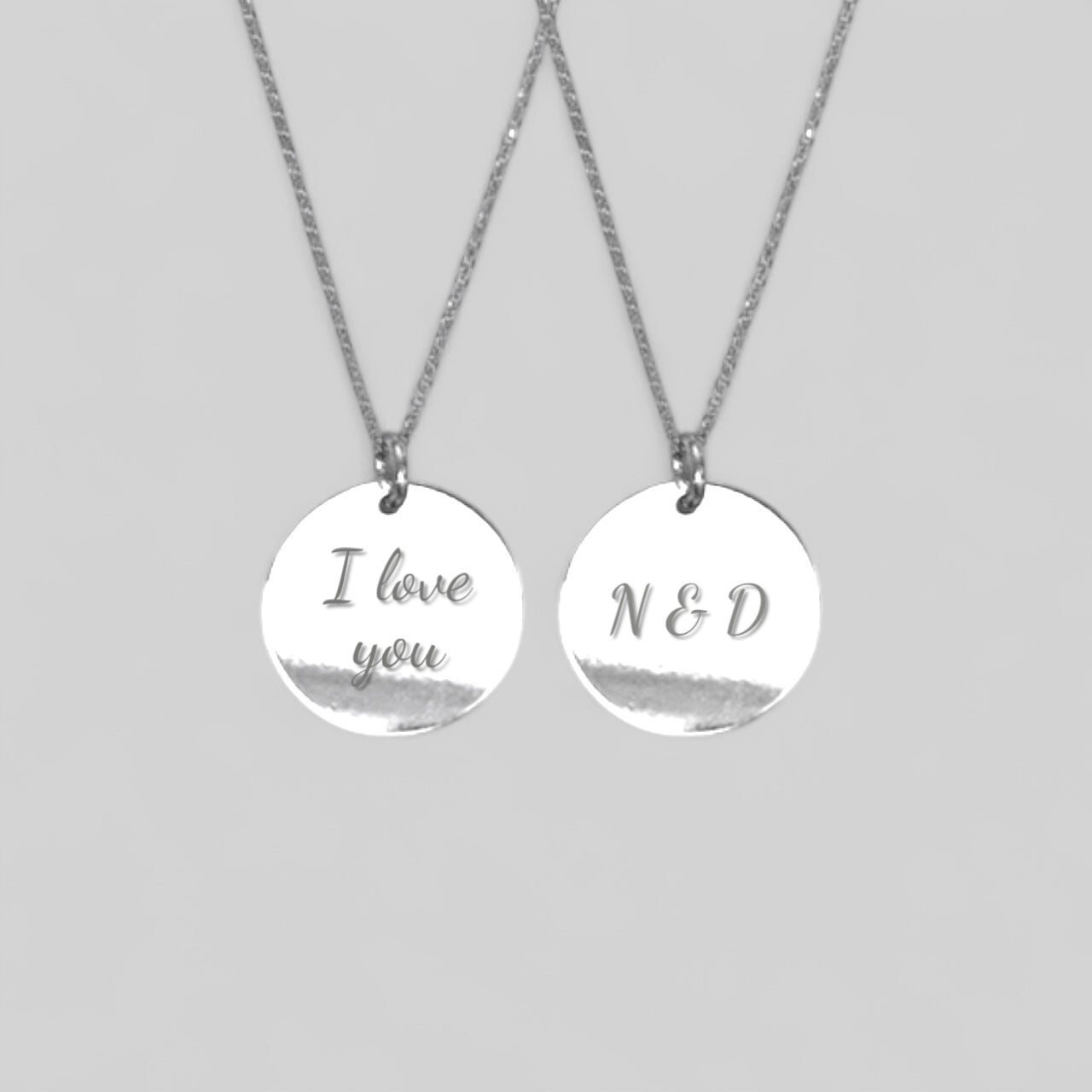 Personalisierte doppelseitige Halskette – Gravierte „I love you“ aus 925 Silber 18K vergoldet
