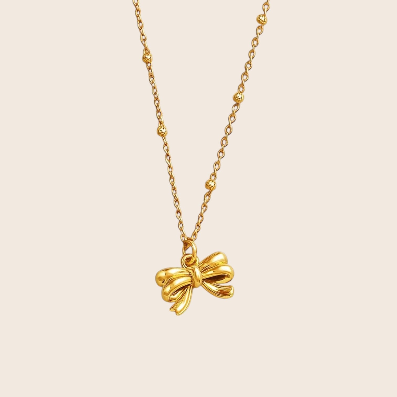 Dainty bow pendant statement necklace 925 silver 18K gold plated