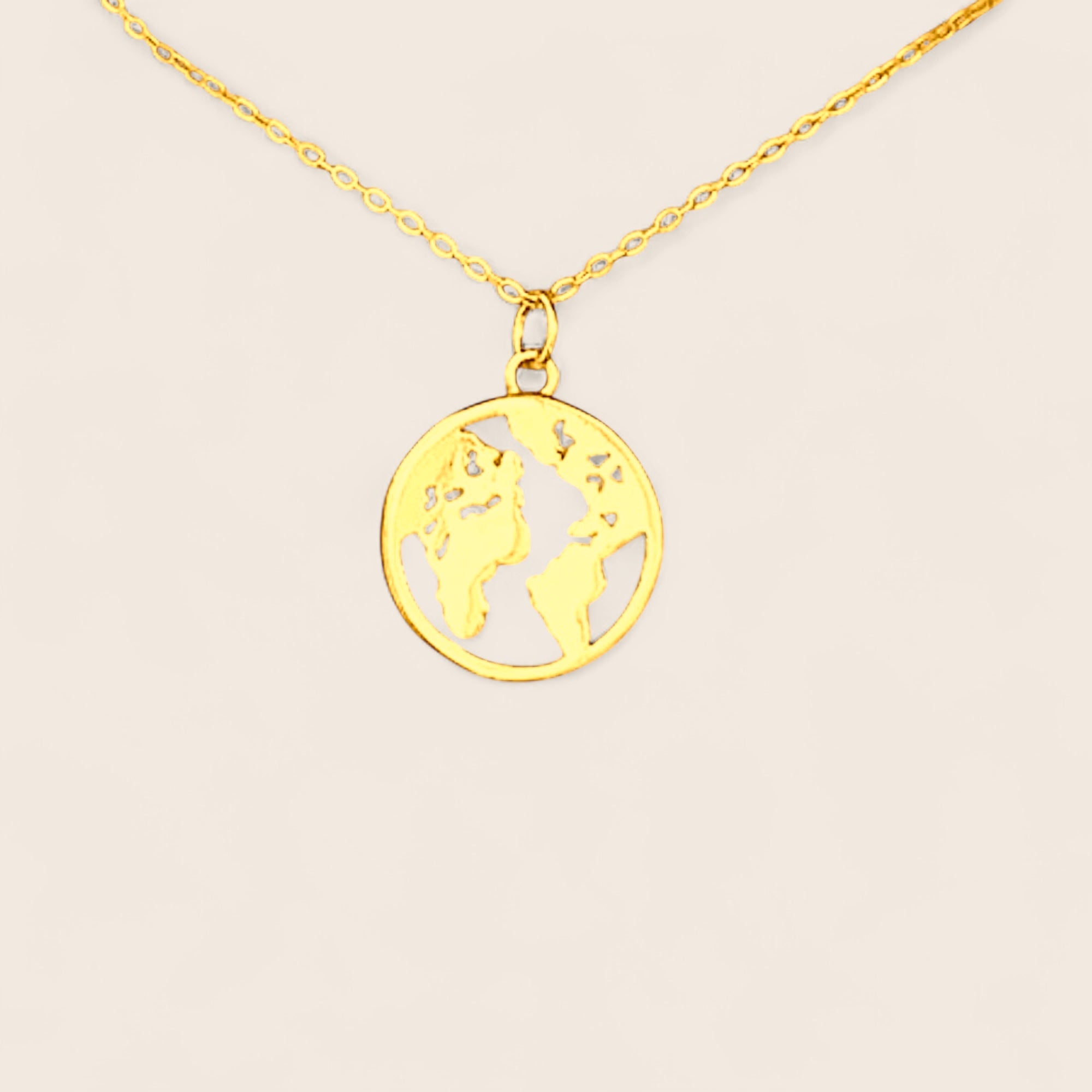 World Map Earth Necklace made of 925 Silver Gold Plated