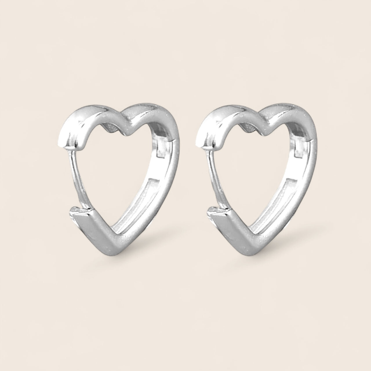 Boucles d'oreilles créoles en forme de cœur – en argent 925 plaqué or 18 carats