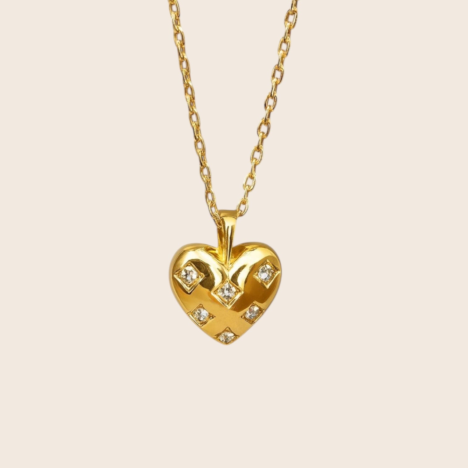 Heart-shaped zirconia inlay necklace made of 925 silver gold-plated