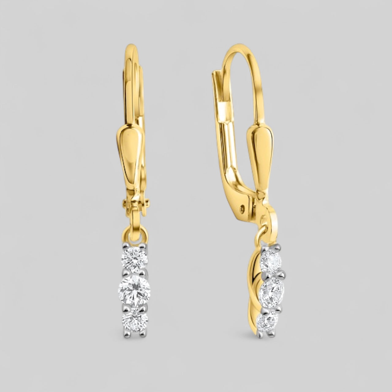 333 Gold Ohrhänger mit 6 Zirkonia - Tropfen Design Ohrringe