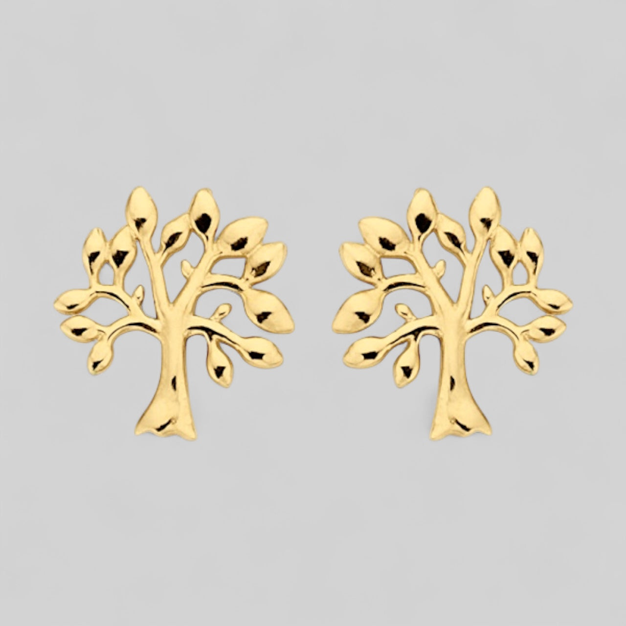 585 Gold Lebensbaum Ohrstecker - schlichte Baum Ohrringe