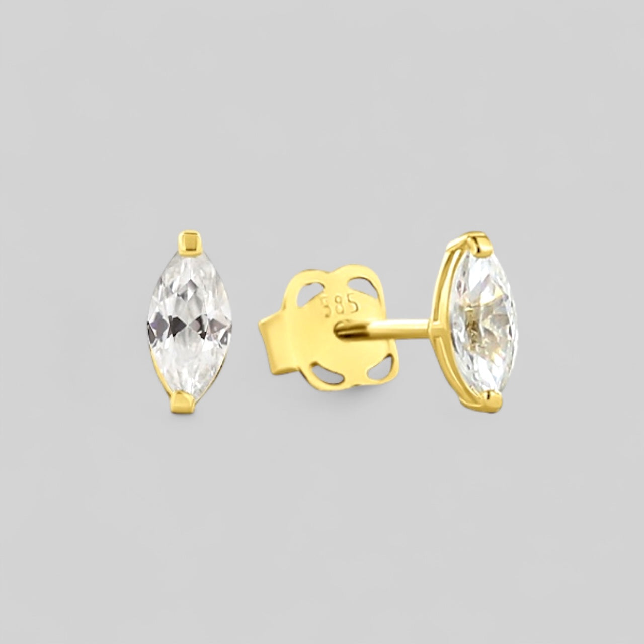 585 Gold Ohrstecker mit Zirkonia - Marquise Design Ohrringe für Damen