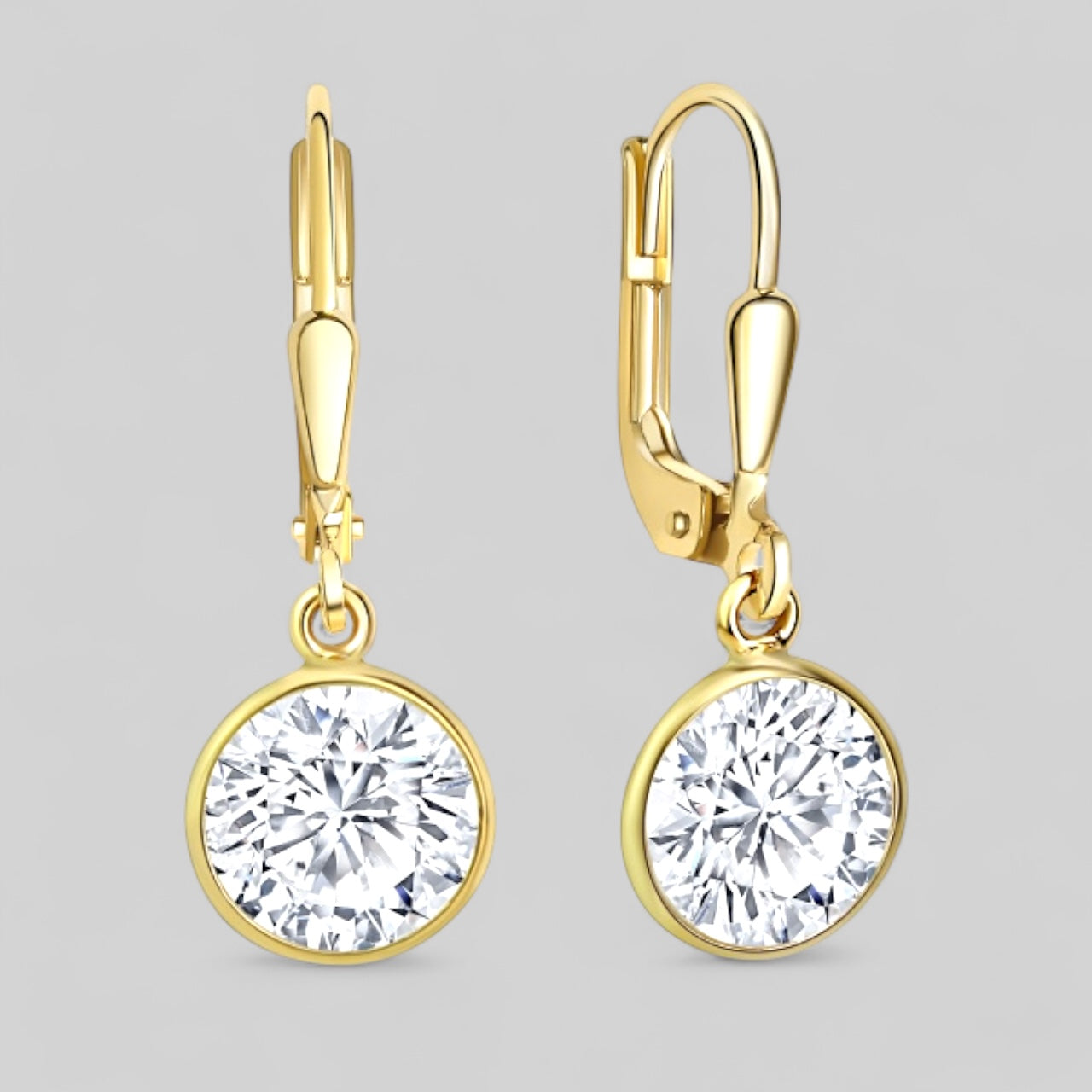 333 Gold Ohrhänger mit Zirkonia Ø 8mm - runde Ohrringe