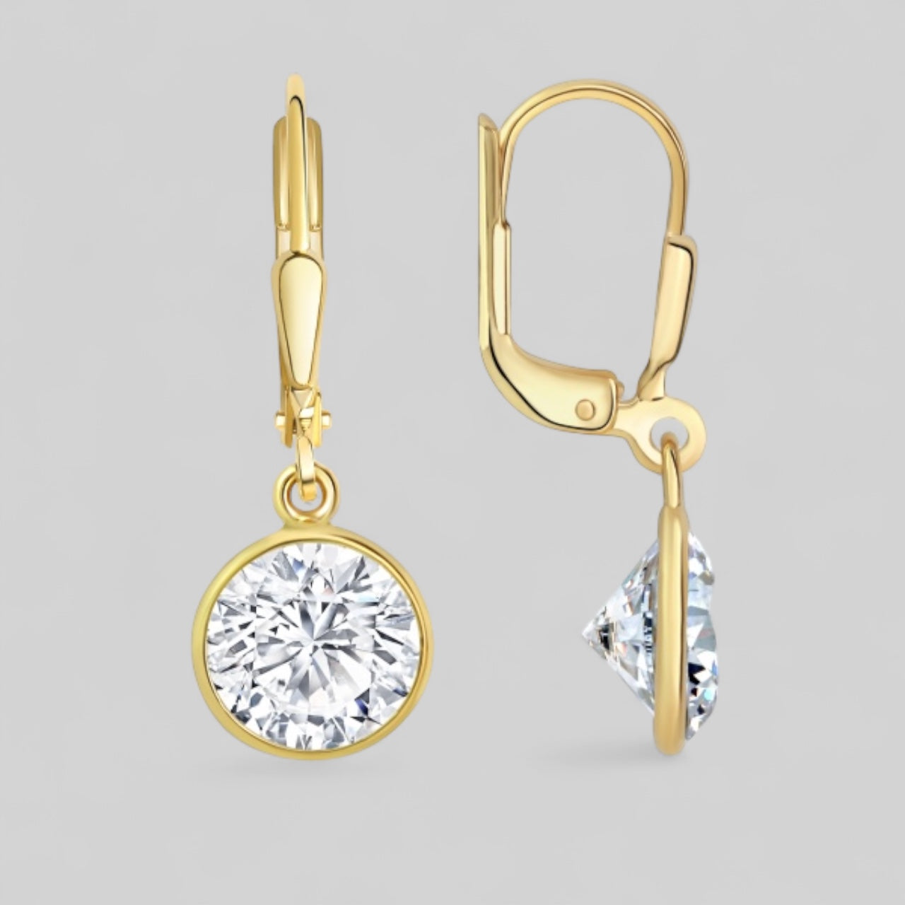 333 Gold Ohrhänger mit Zirkonia Ø 8mm - runde Ohrringe