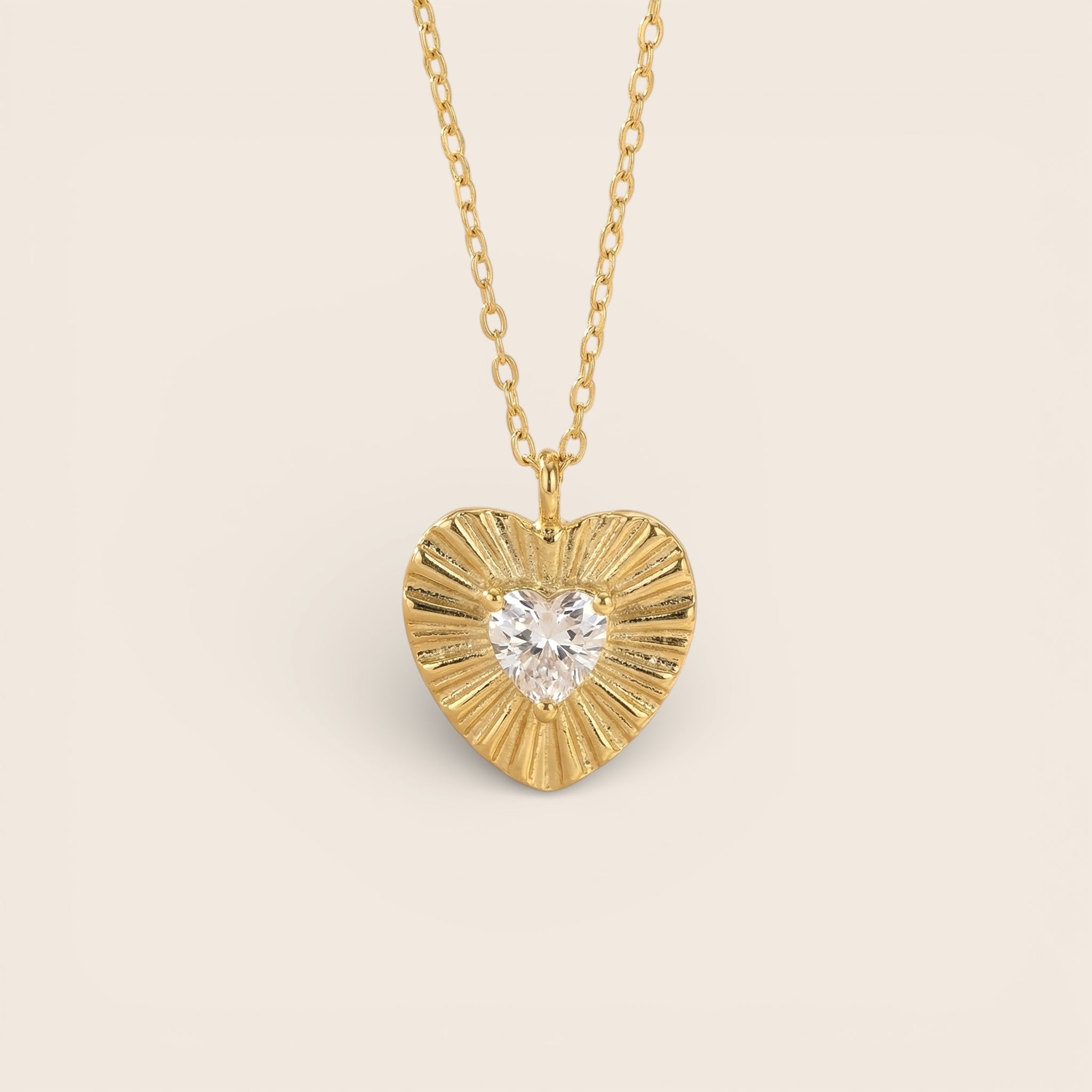 Tulpen Herz Halskette mit Zirkonias aus 925 Silber vergoldet - NINASIA