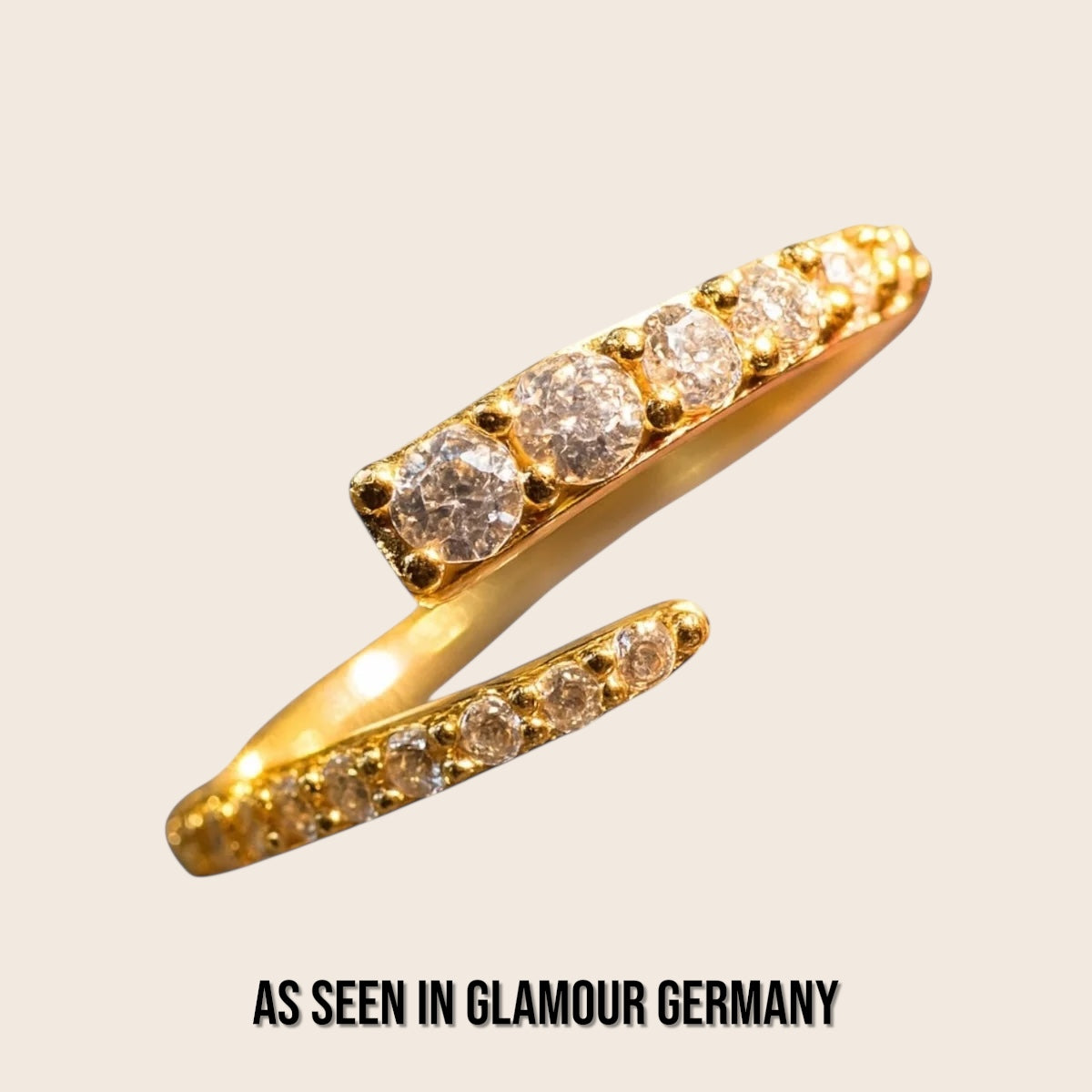 Ring Umarmung mit Zirkonia Diamaten-Inlay 925 Silber 18K vergoldet