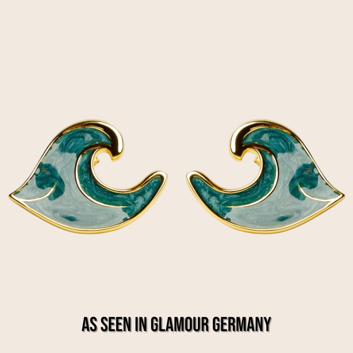 Ocean Dreams – ozeaninspirierte, handgemachte blaue Wellen Ohrstecker  - Ohrringe aus 925 Silber 18k vergoldet