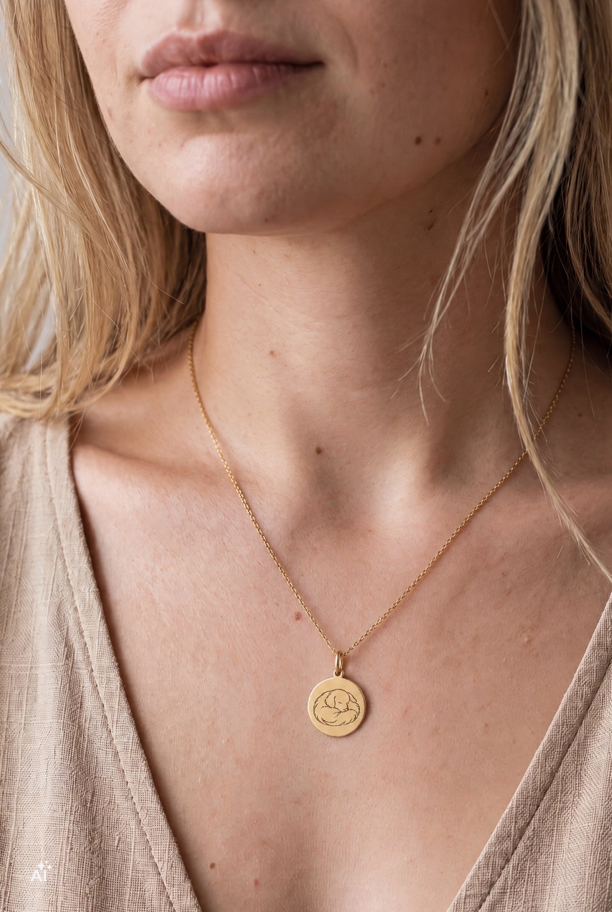 Mein Seelentier – Hund | Symbolische Halskette für Hundeliebhaber | Runder Anhänger mit oder ohne Halskette | Edelstahl mit hochwertiger IPG-Vergoldung