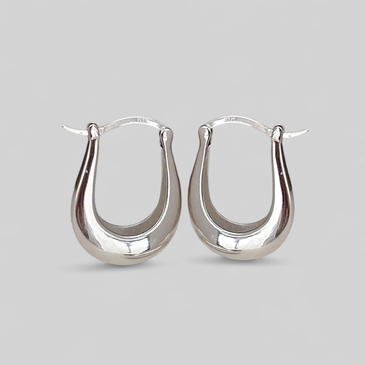 Minimalistische U-förmige französische Creolen Chunky Ohrringe 925 Silber
