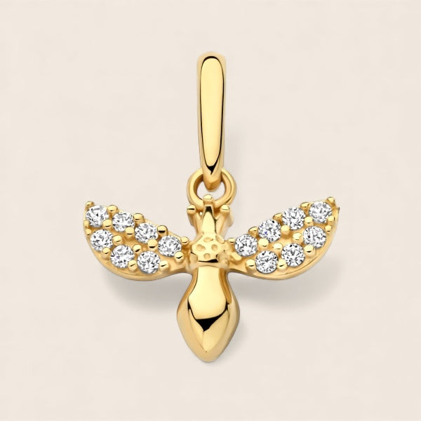 585 gold filigree pendant “Bee” with 14 cubic zirconia, with or without chain