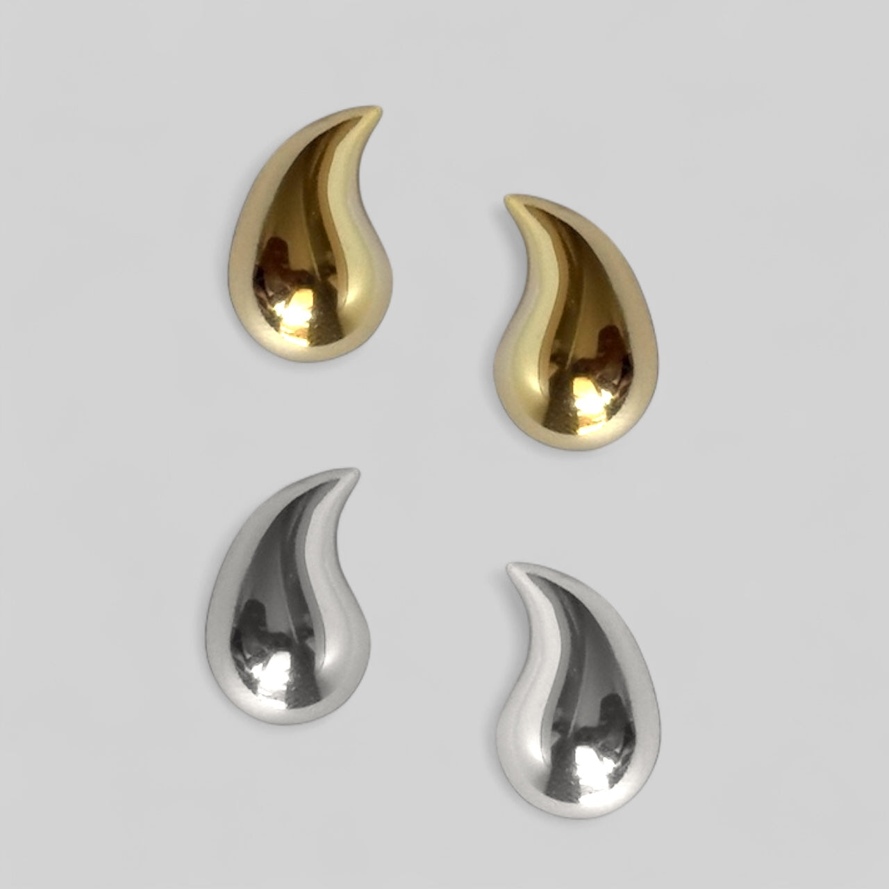 Klassische schlichte Tropfen Ohrstecker aus 925 Silber 18K vergoldet