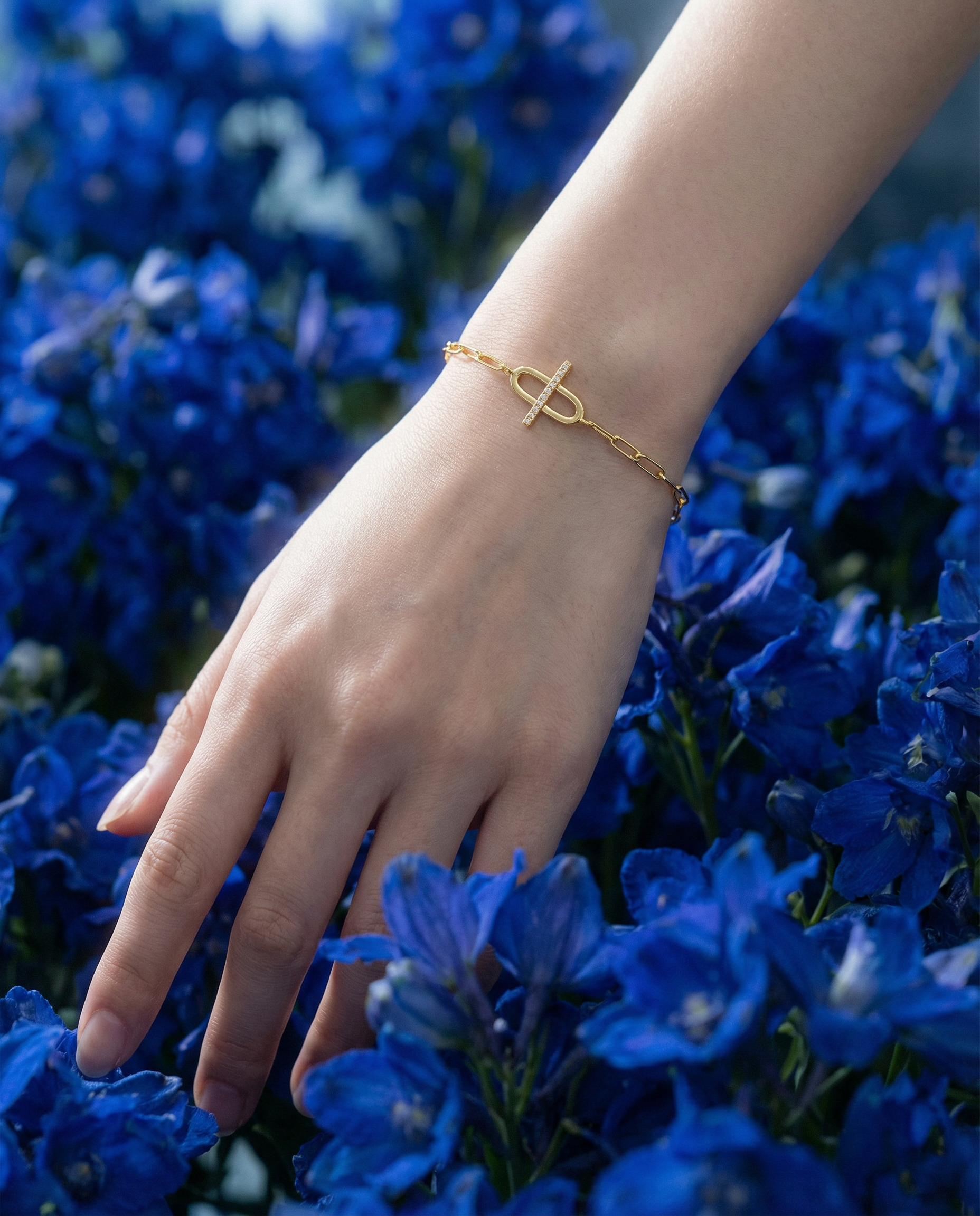 ENDLESS DREAMS – Paperclip-Armband mit funkelnden Zirkonias, aus 925er Silber 18K vergoldet