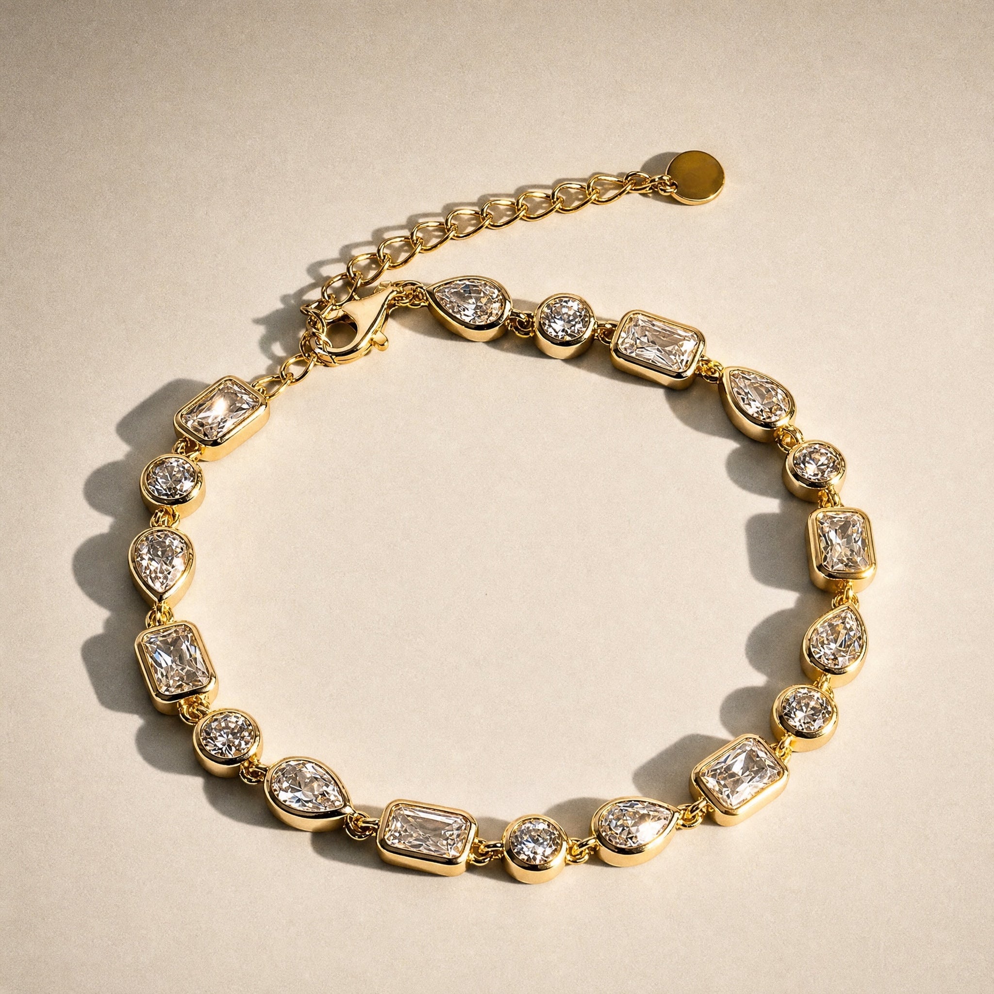 Shining Star - Strahlende Armkette mit großen Zirkonia-Steinen – 925 Silber 14K vergoldet