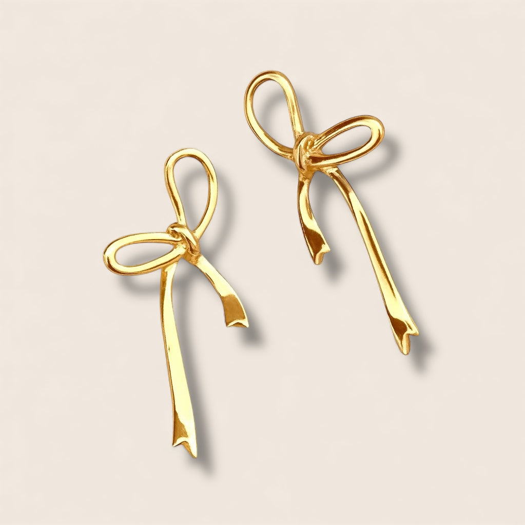 Zierliche Ohrstecker Schleifen Ohrringe 925 Silber 18K vergoldet