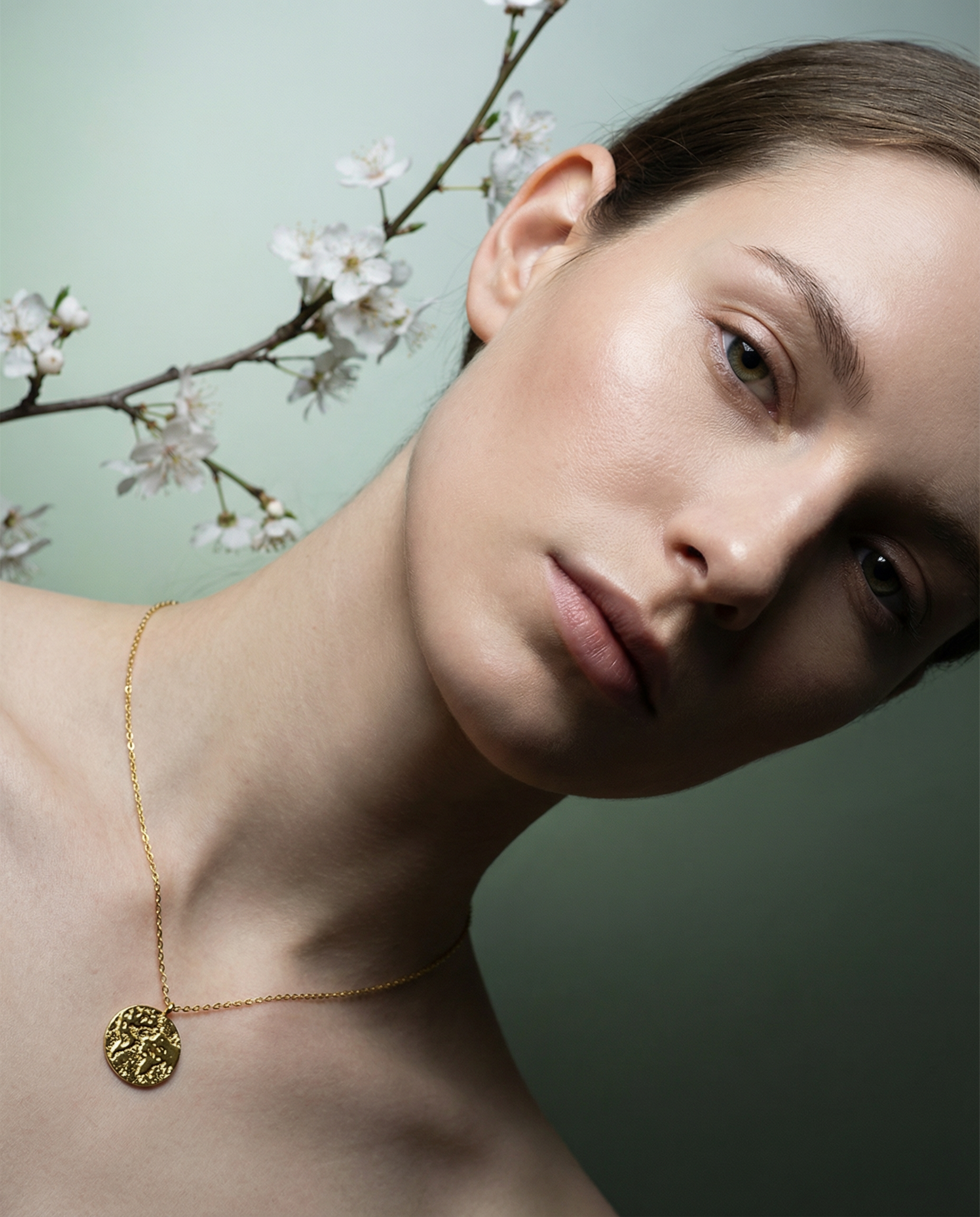 Runde Welt Gravur Münzen zweiseitige Travel-Lover Halskette 925 Silber 18K vergoldet