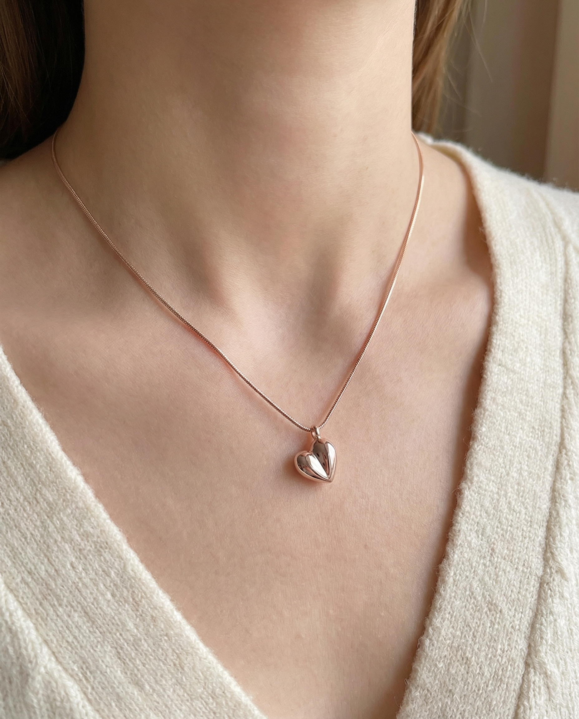Collier minimaliste en forme de cœur en argent 925 plaqué or 18 carats
