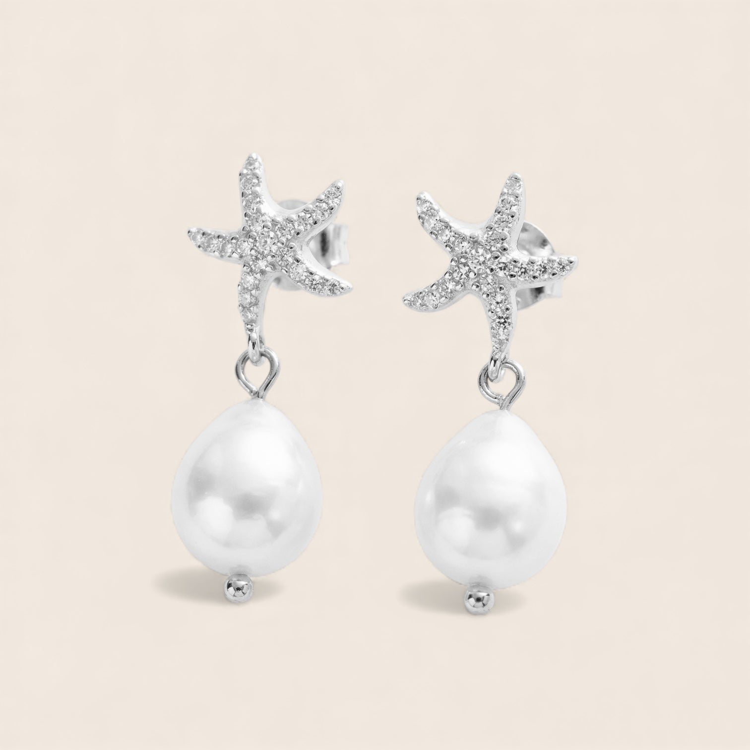 Seestern-Ohrstecker mit Süßwasserperle – Ohrringe in 925 Silber 14K vergoldet