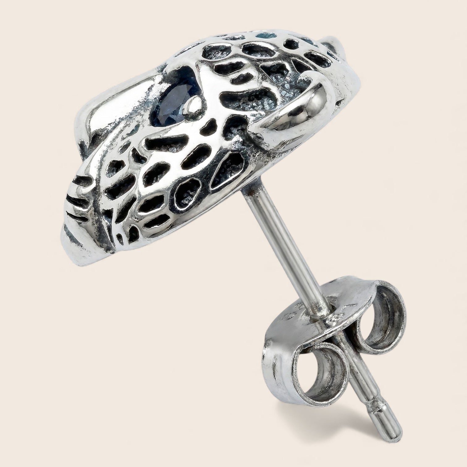 Extravagante Snow Leopard Ohrstecker dreidimensionale Ohrringe aus 925 Silber