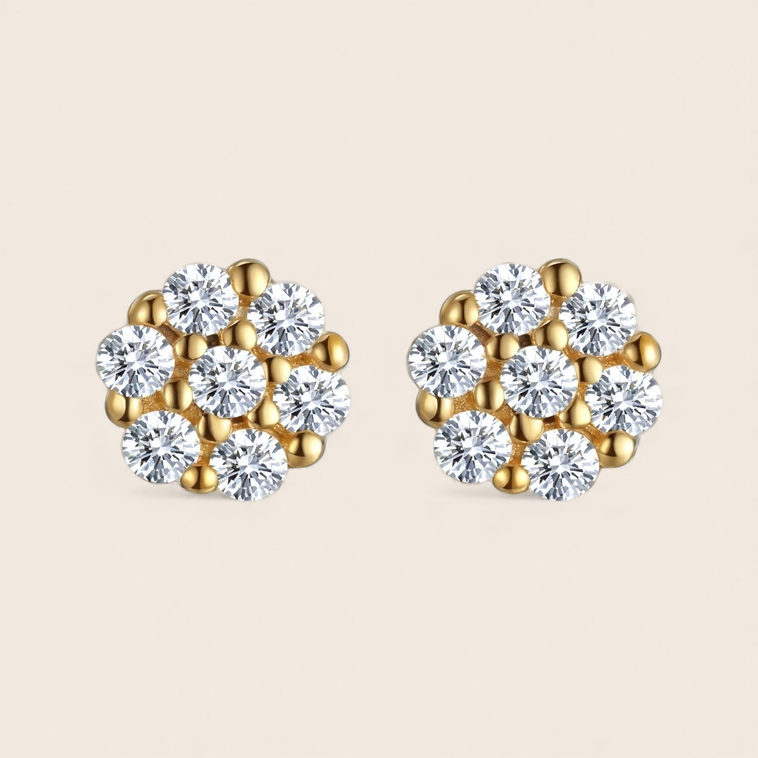 Runde Mini Ohrstecker mit Zirkonia – Minimalistische Ohrringe aus 925 Silber 14K vergoldet