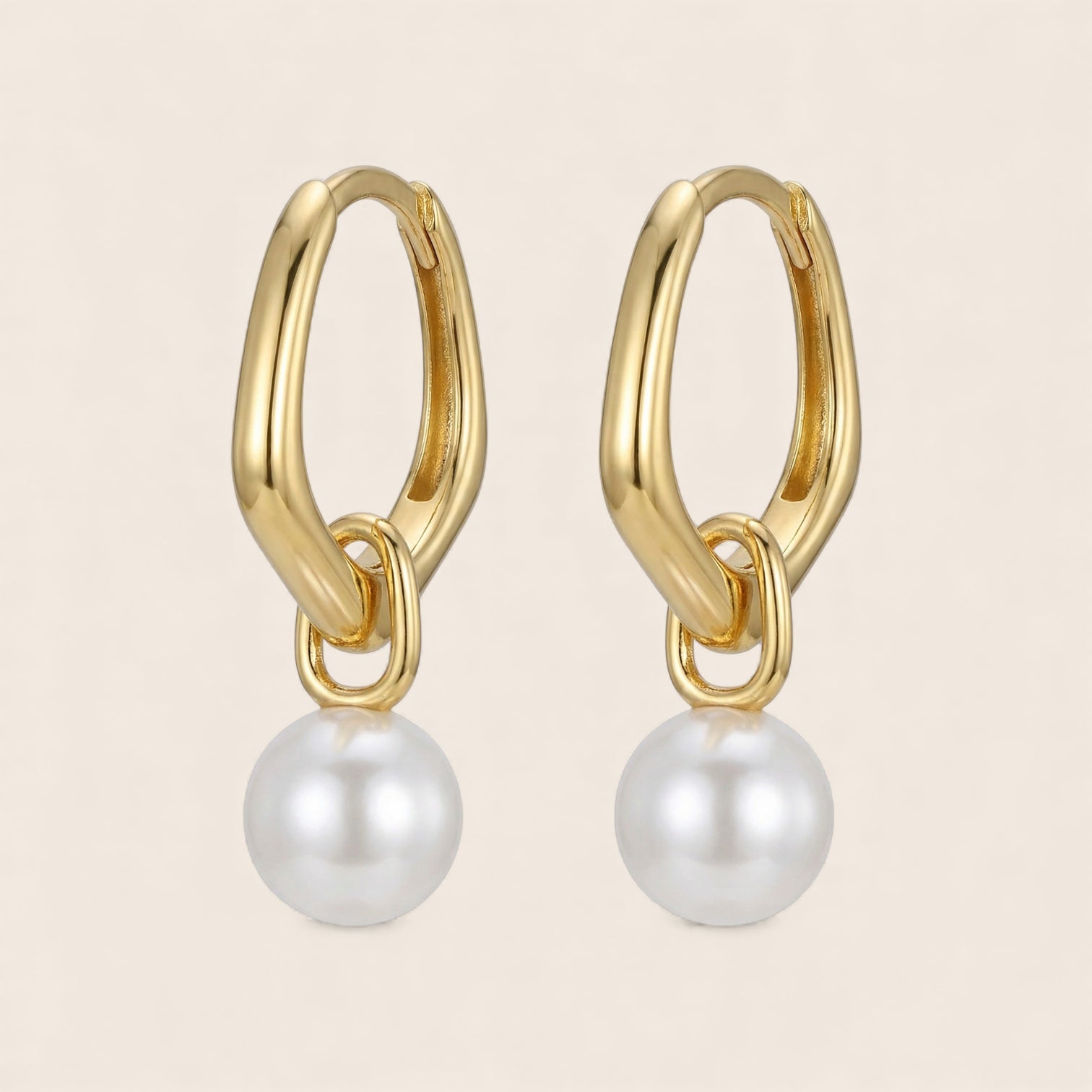 Perlen-Creolen – Minimalistische klassische Ohrringe aus 925er Silber 14K vergoldet