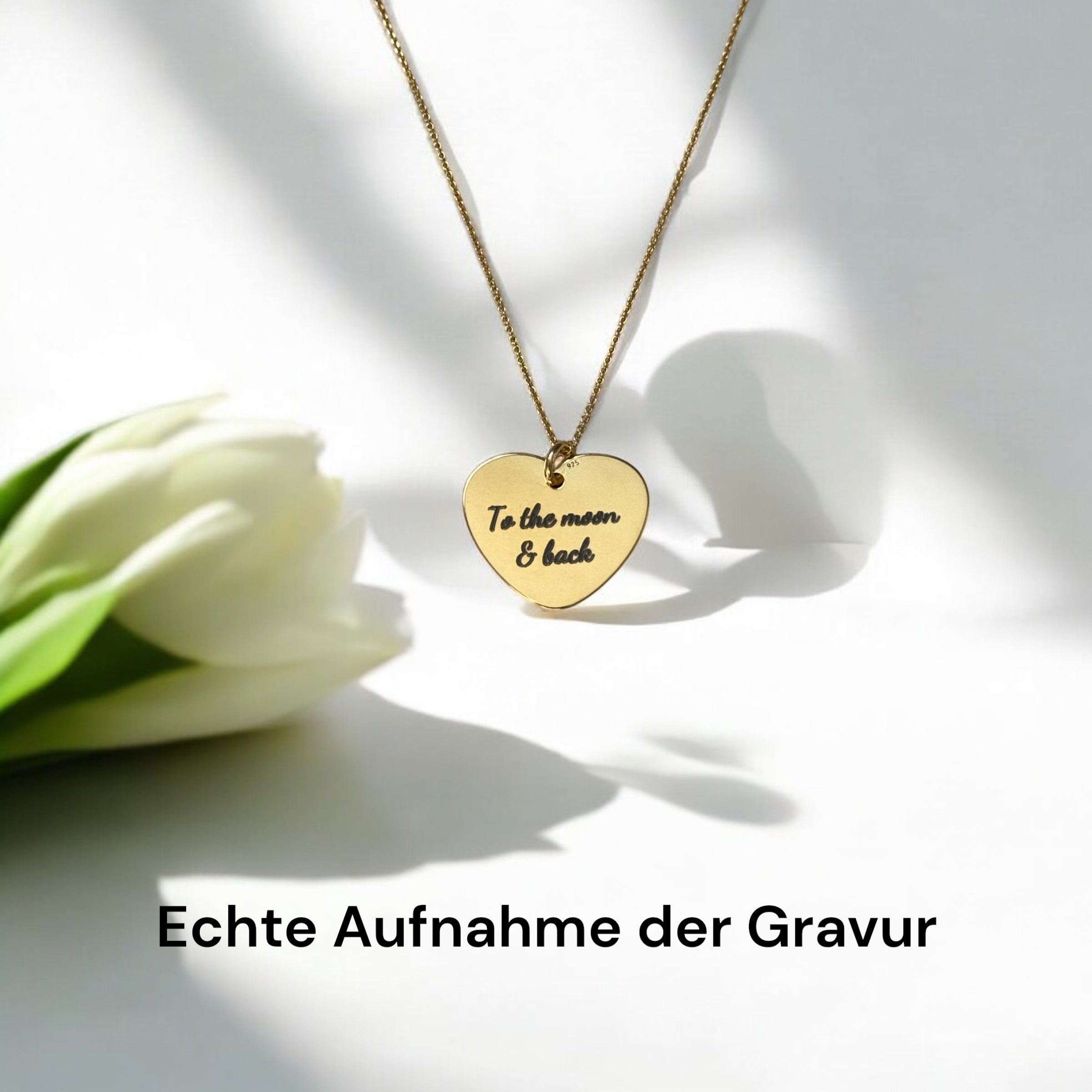 Personalisierte „me & you“ / „Forever started“ mit Datum Gravur herzförmige Halskette – 925 Silber 18K vergoldet