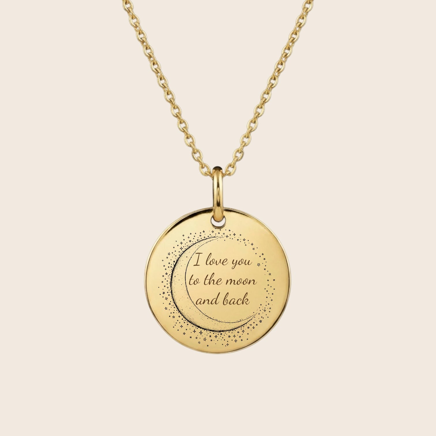 Personalisierte Halskette – Mond Anhänger - I love you to the moon and back - aus 925 Silber oder Silber vergoldet